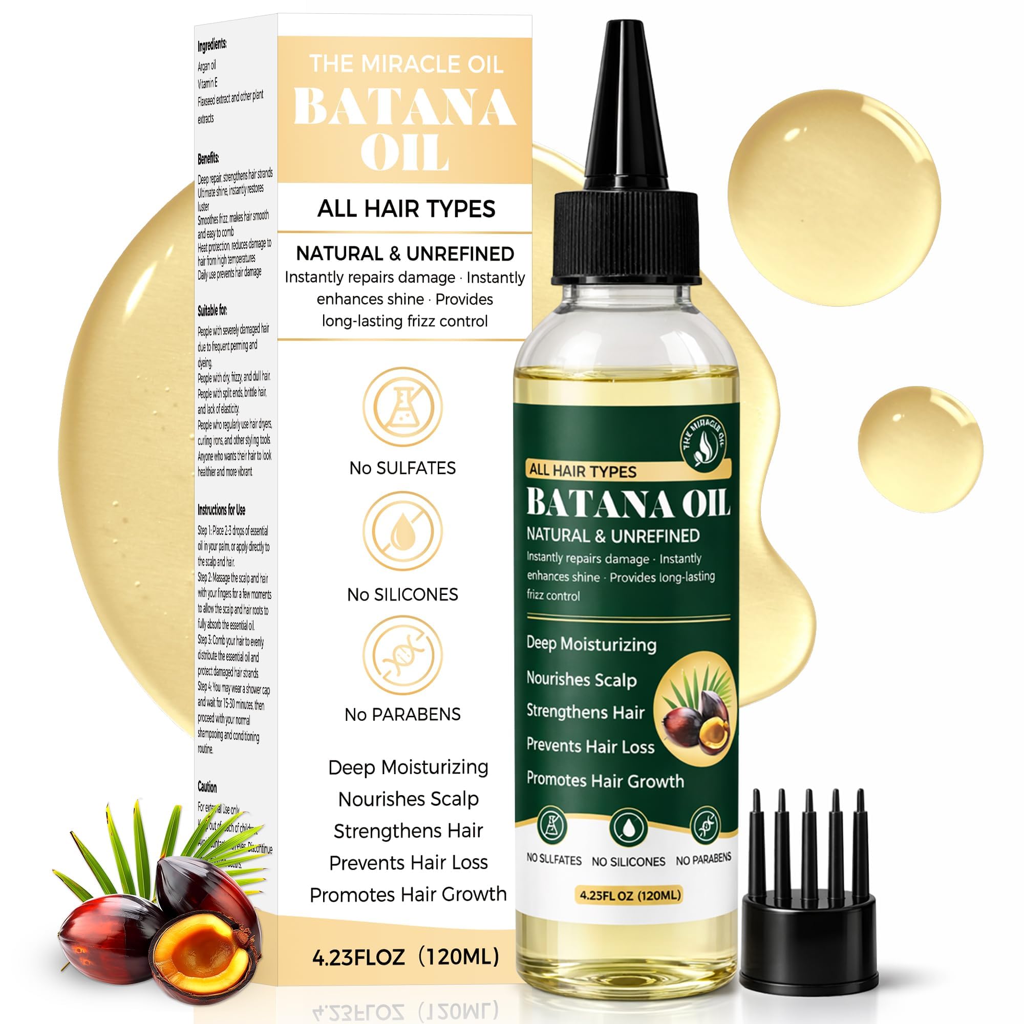 Paistely Batana Oil for Hair Growth, Raw Batana Oil, 100% Pure & Natural, Prevents Hair Loss, Deeply Nourishing Scalp for Thicke