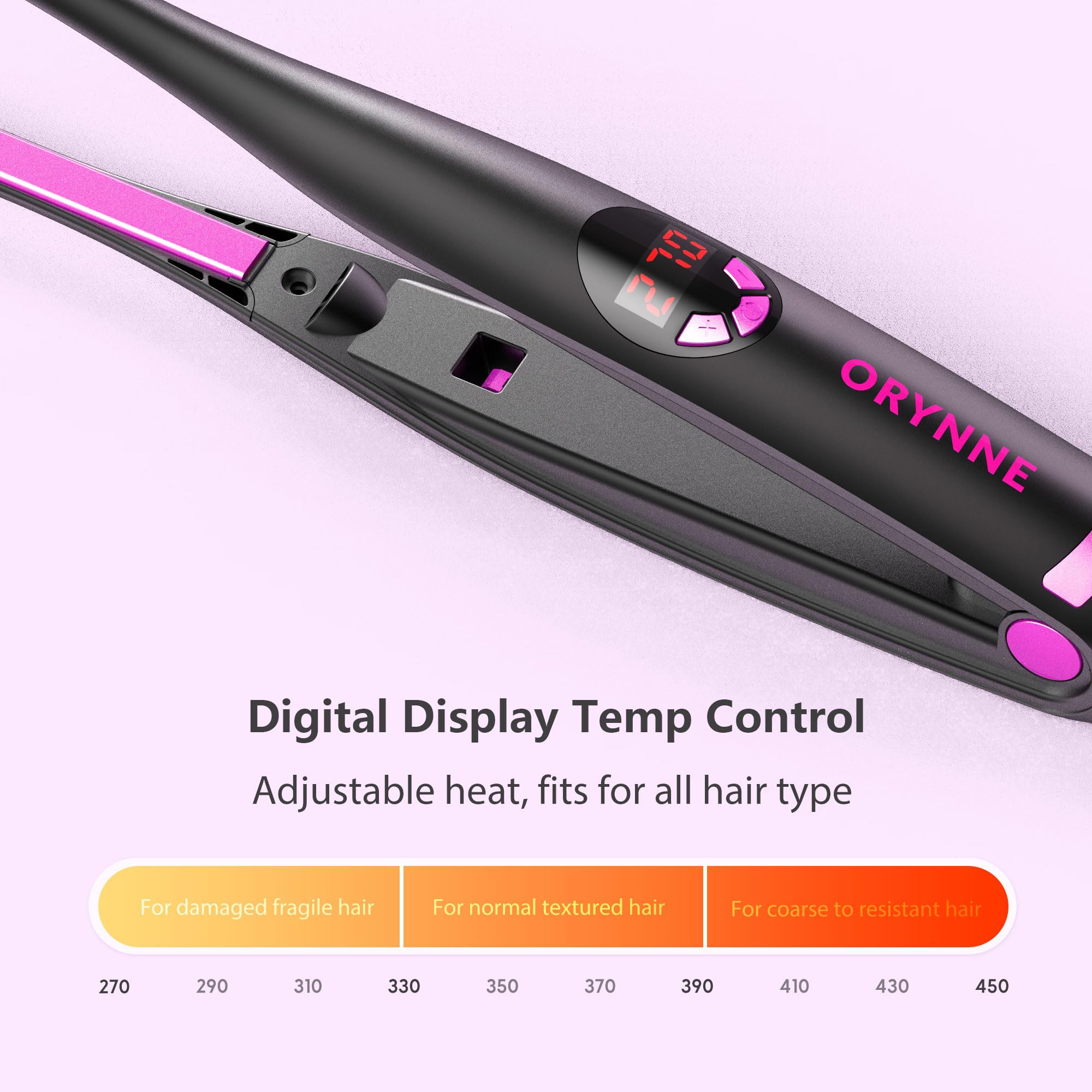 ORYNNE Small Flat Irons for Short Hair, 5s Ultra Fast Heat Up Pencil Flat Iron, Negative Ions Mini Flat Iron for Edges, 3/10'' T