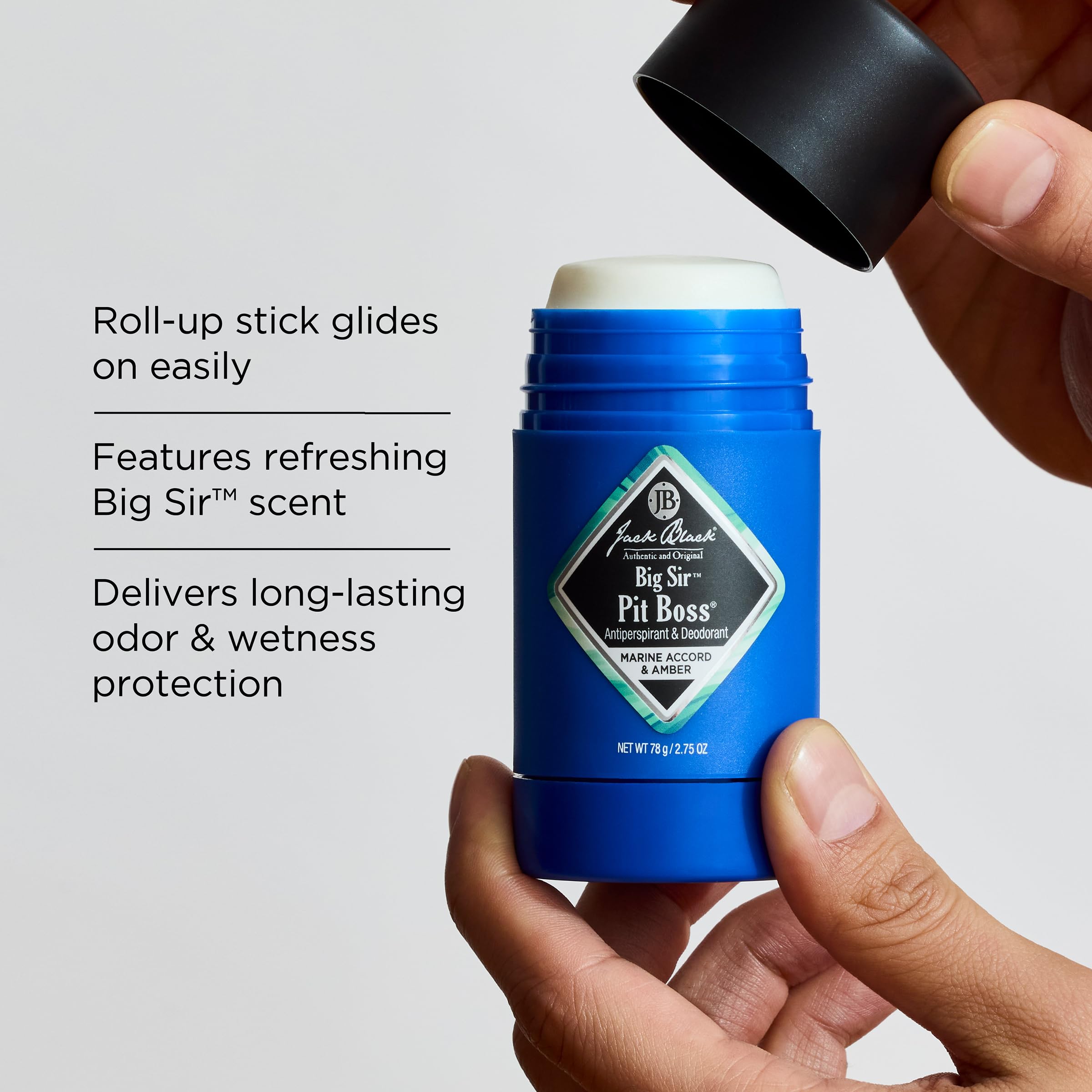 Jack Black Big Sir Pit Boss Mens Deodorant, 2.75 Oz. - Mens Stick Deodorant, Antiperspirant For Men, Maximum Odor & Sweat Contro
