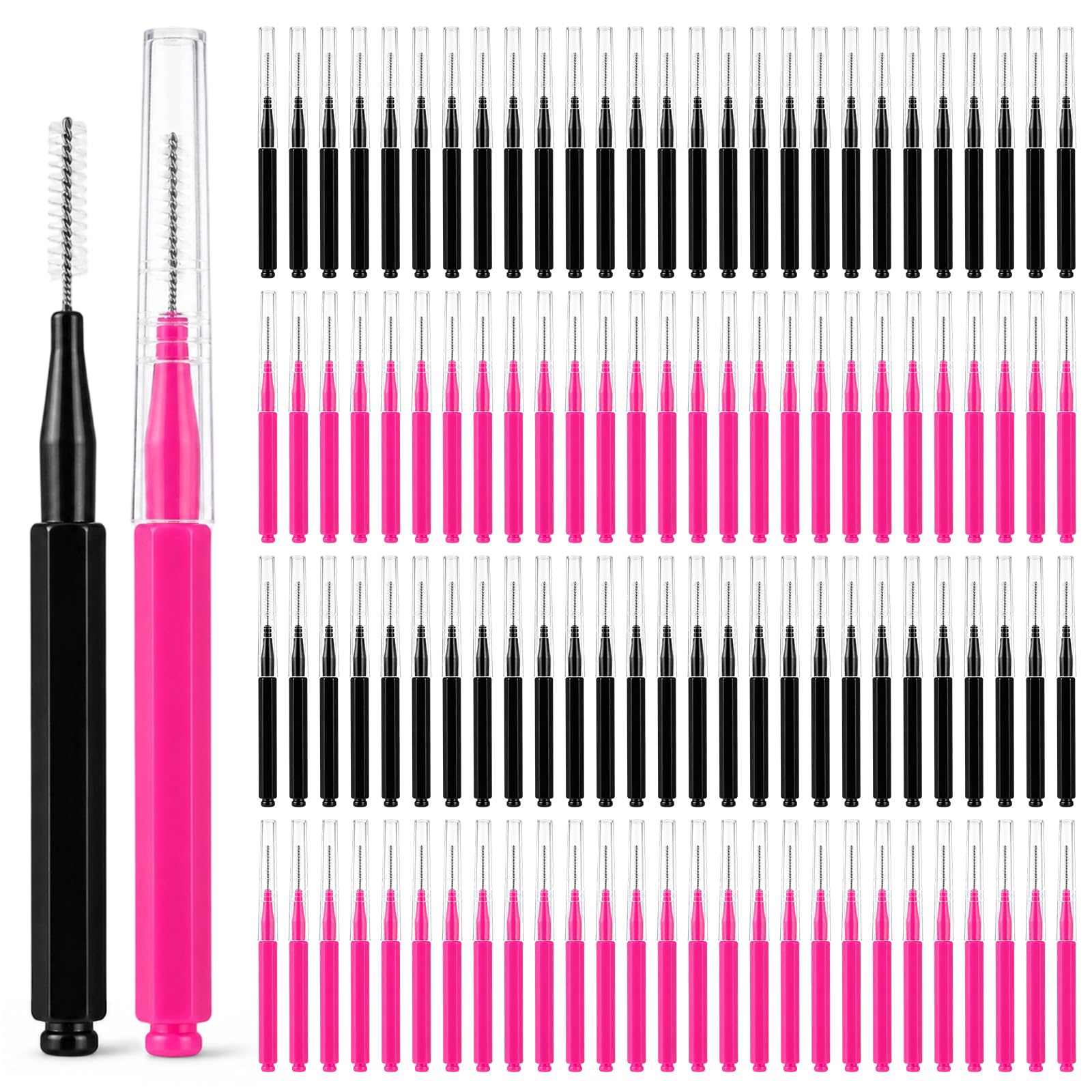 Zelphvt 120 Pcs 2.56 Inch Micro Spoolies with Caps for Eyebrow, Plastic