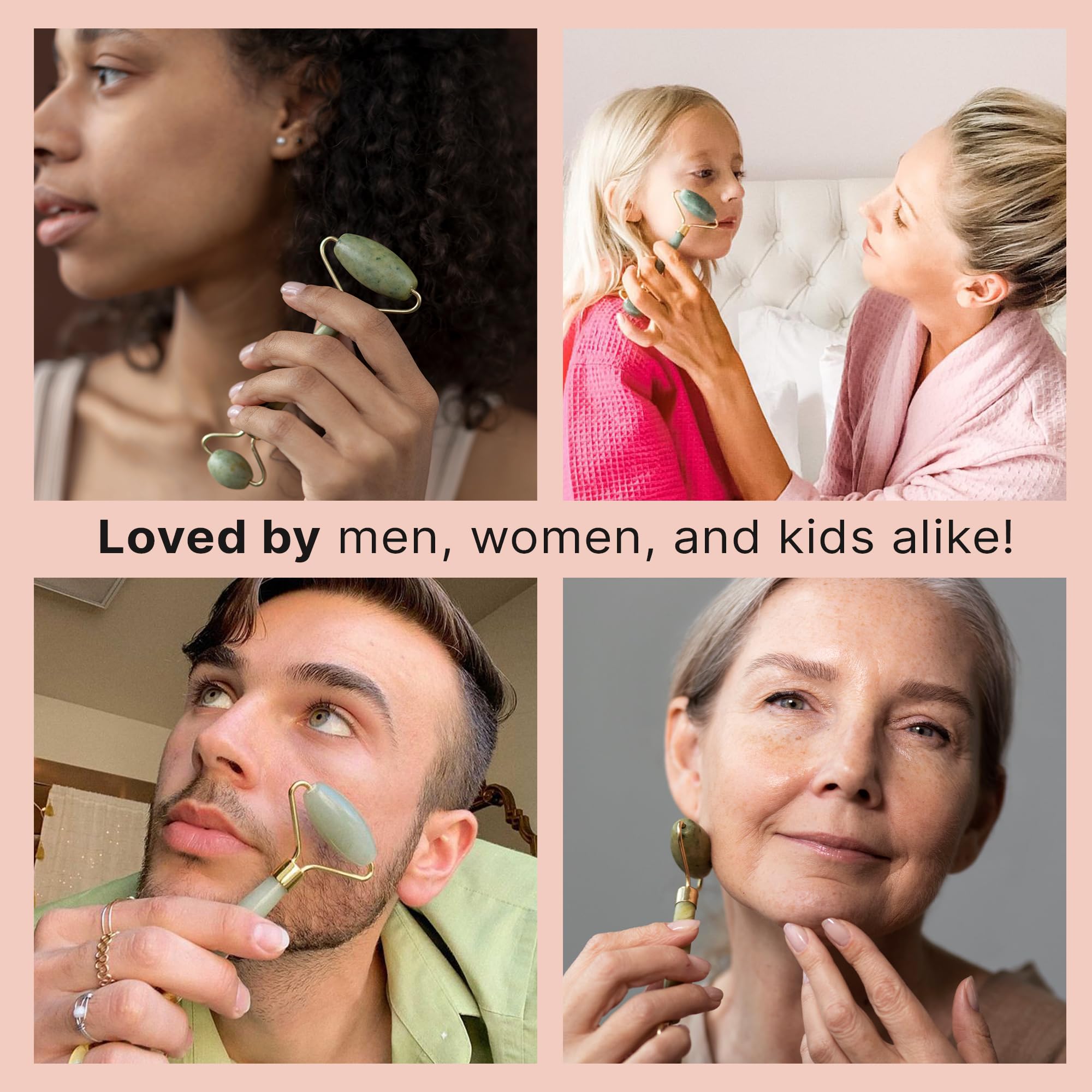 Jade Roller for Face - Skin care Tools Used With Beauty Products, Jade Face Roller for Face, Small Eye Roller for Puffy Eyes, Fa