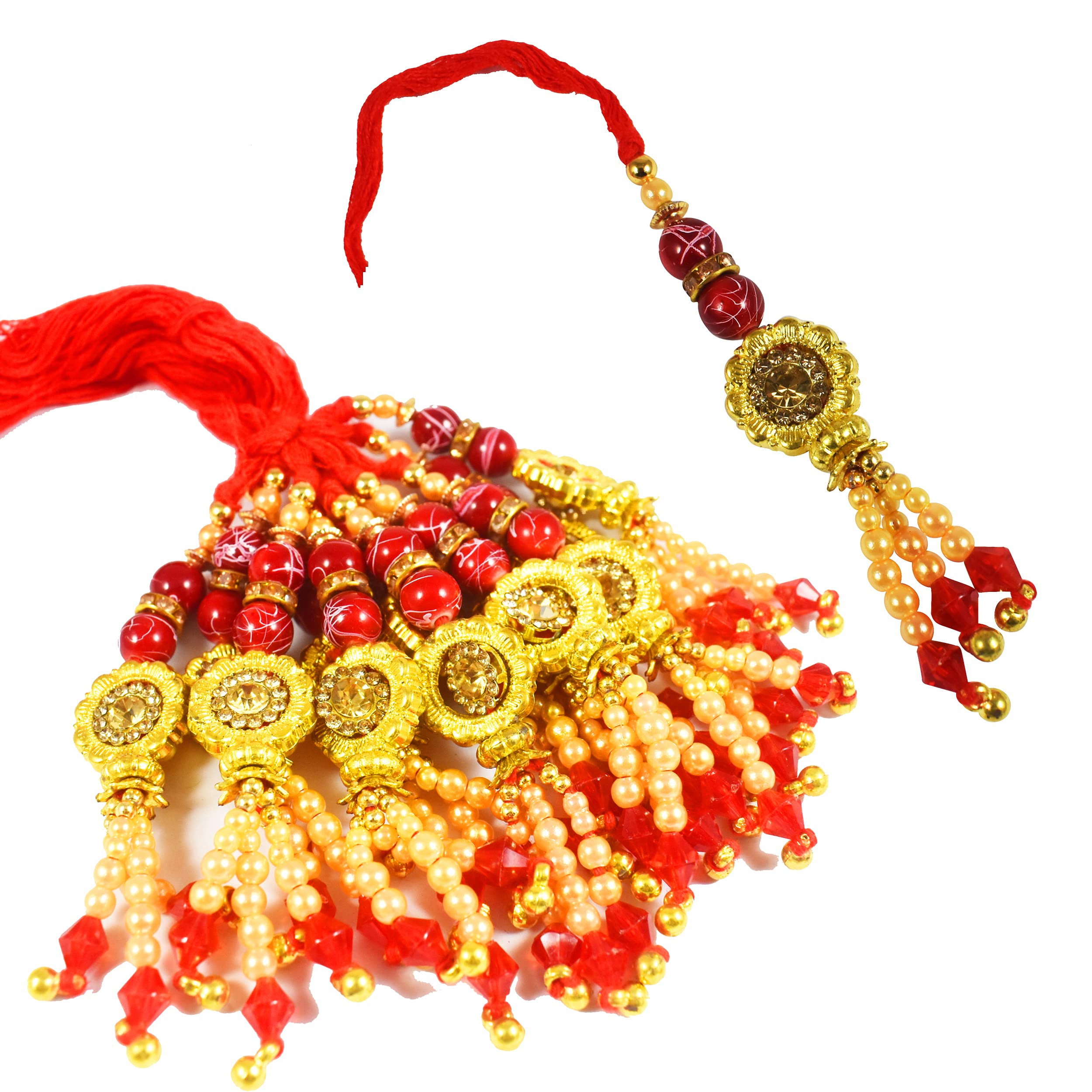 Urvi Creations Set Of 12 Pcs Beaded Bhabhi Bangle Chuda Rakhi Lumba Bunch Set For Rakhi Rakshabandhan Gift Fancy Latest Rakhi Fo
