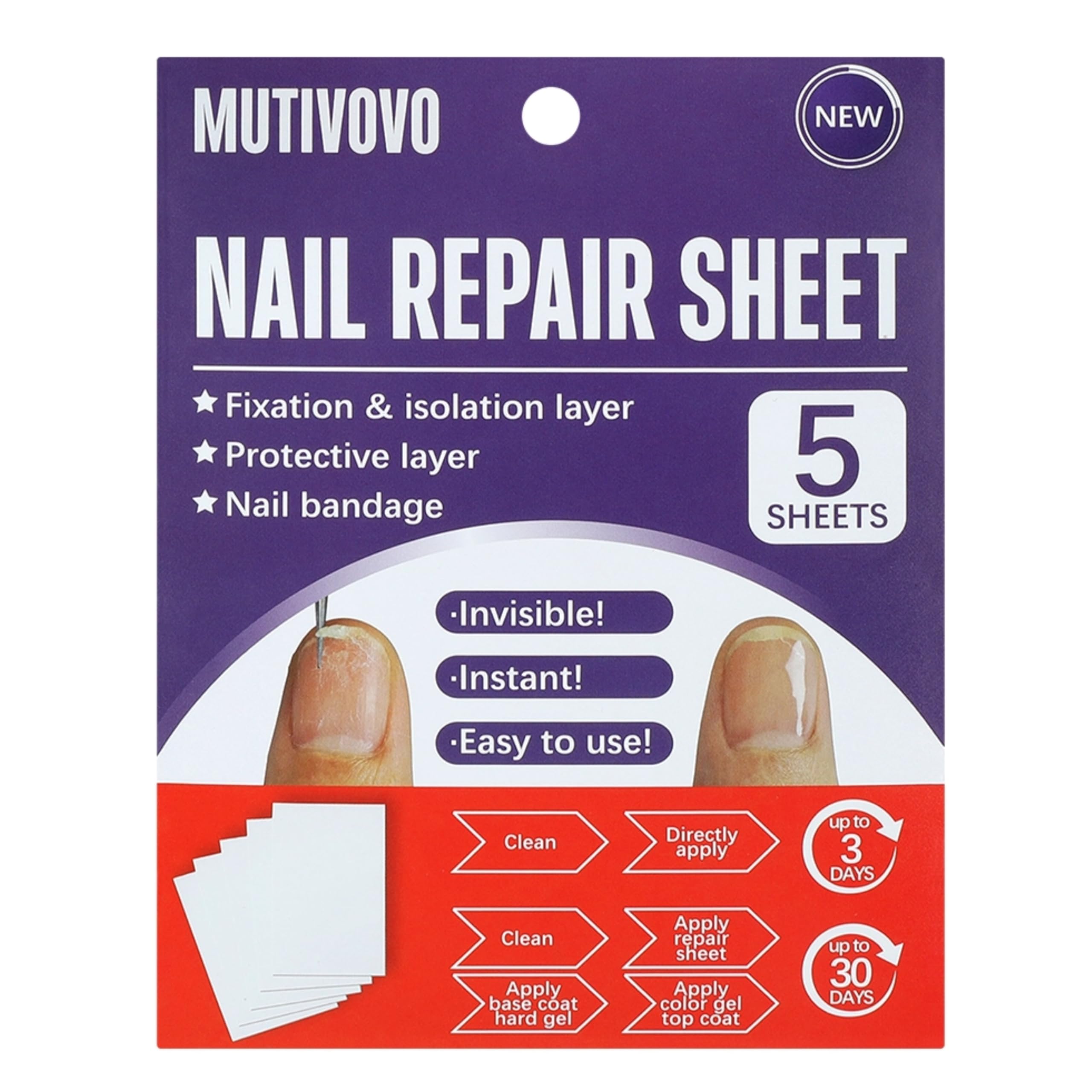 MUTIOVO Nail Repair Sheet works for Fixation & isolation layer for Broken Nails, Protective layer for Acrylic, Nail bandage for 