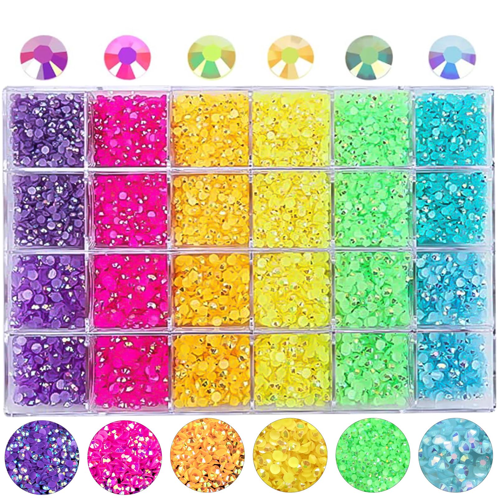 RODAKY Resin Rhinestones Kits 2/3/4/5mm Flatback Jelly Rhinestones Bulk Bedazzling Crystal Gems Beads Stone for Manicure DIY Cra