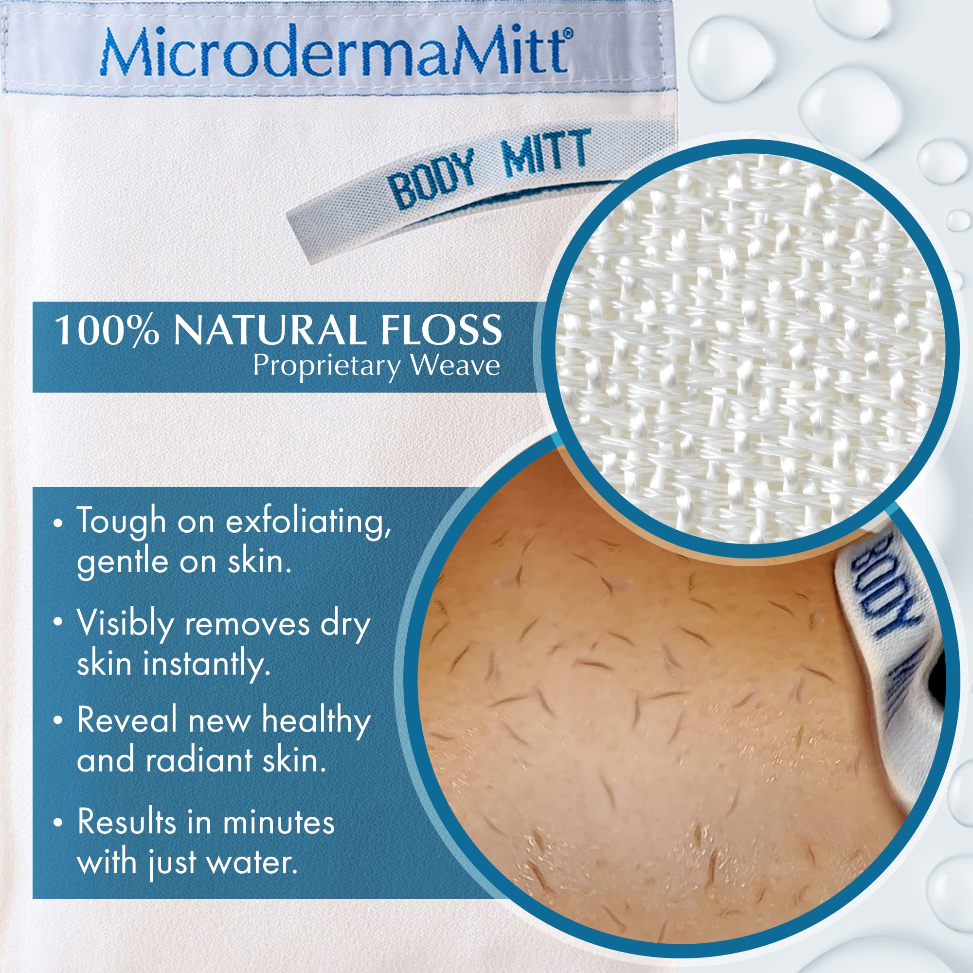 Microdermamitt Deep Exfoliating Mitt For Shower - Dead Skin Remover & Exfoliator Body Scrubber - Keratosis Pilaris - Premium Qua