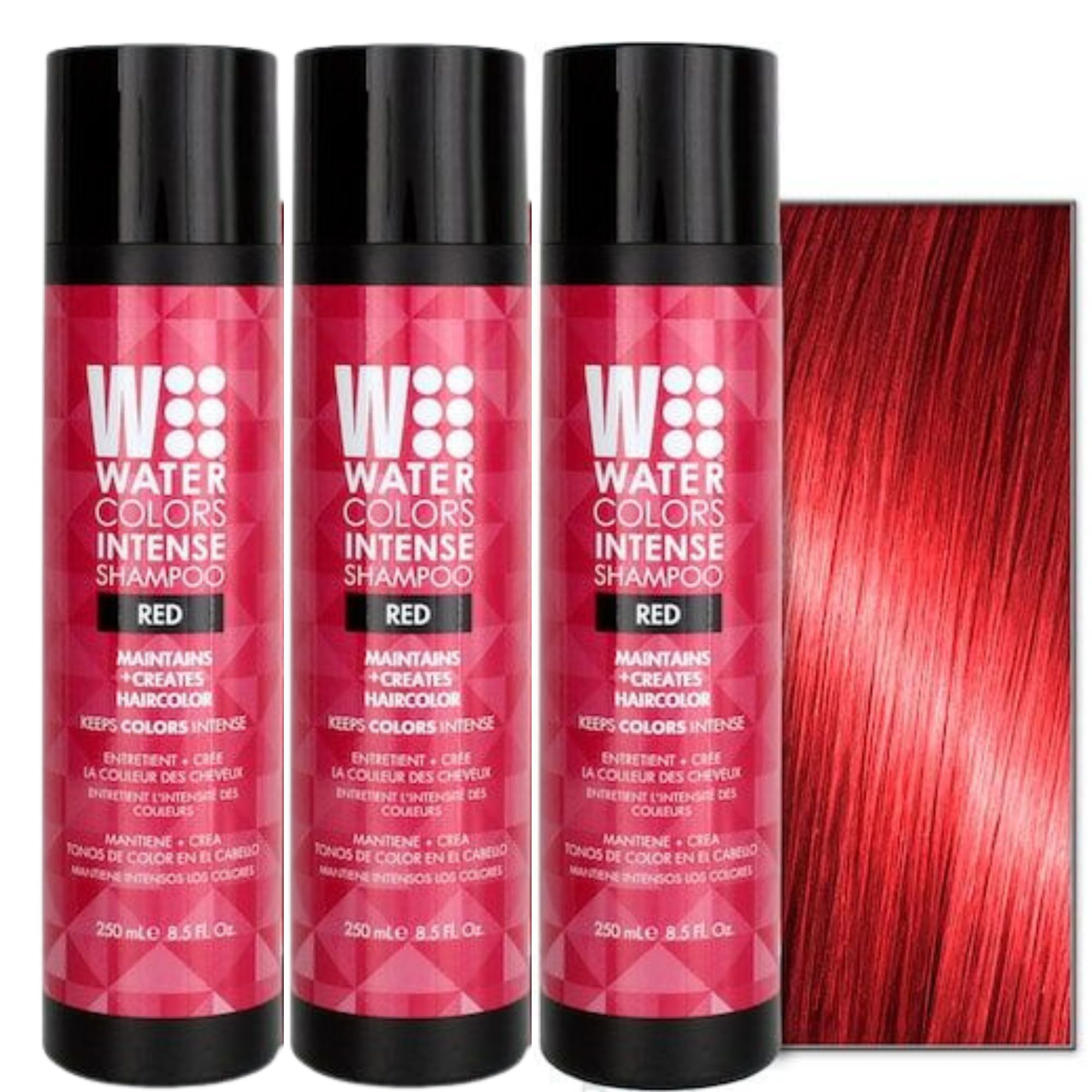 Watercolors Intense Color Depositing Sulfate & Paraben Free Shampoo, Maintains & Enhances Haircolor - Red 8.5 Oz (Pack Of 3)
