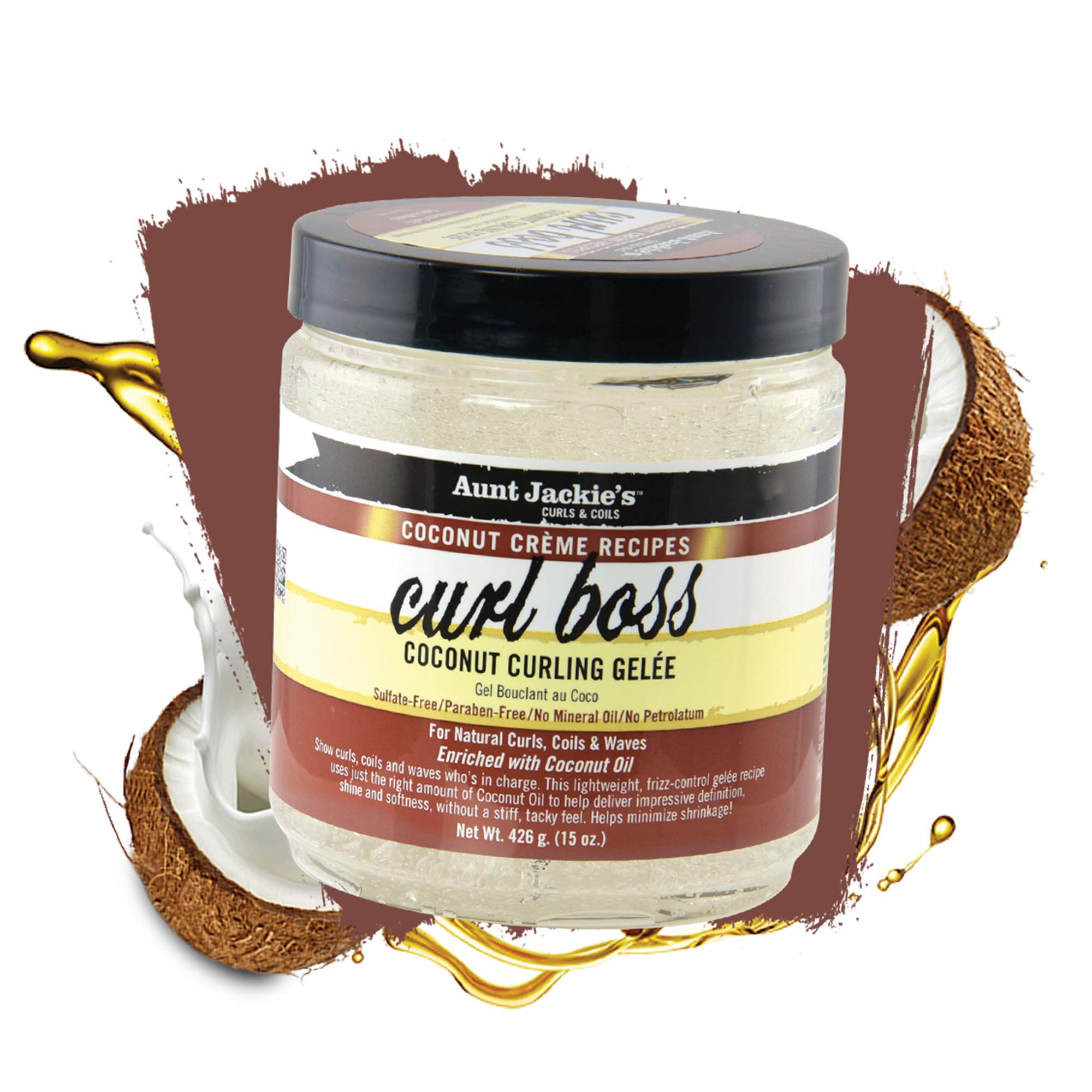Aunt Jackie's Coconut Curling Gel for Natural Curls, 15 oz, Curl Boss, Model 1-686-15-0623