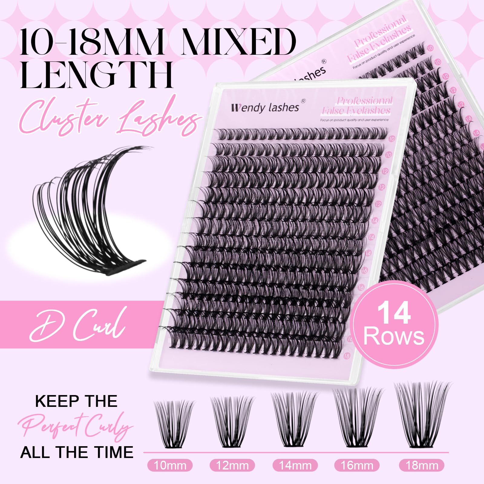 Lash Clusters 40D Wispy Individual Lashes 280PCS D-Curly Volume Lash Extensions 10-18mm Natural DIY Cluster Lashes for Beginners