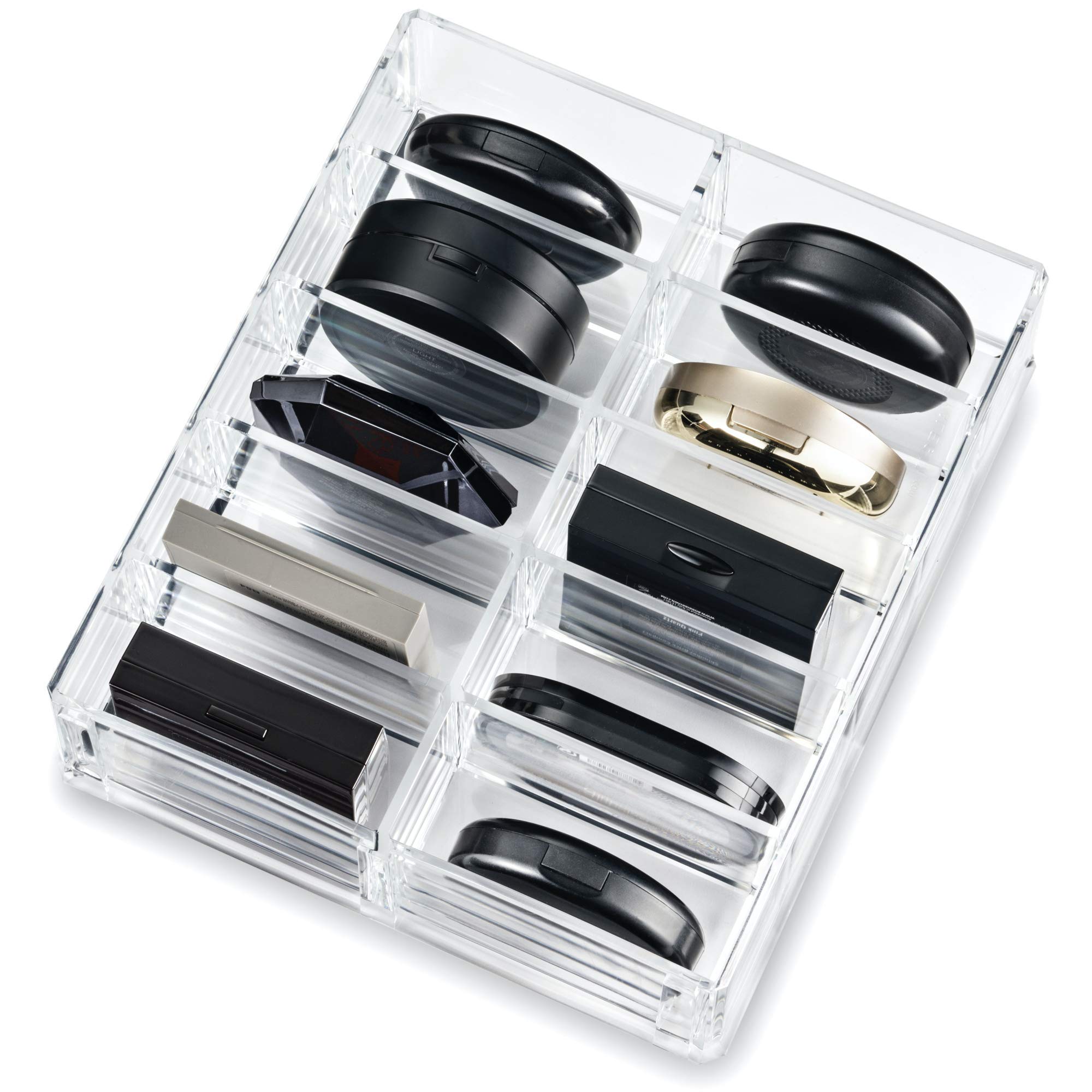 Byalegory Acrylic (Bronzer, Highlighter, Powder, Blush) Compact Organizer Designed For Larger Compacts | 10 Space Cosmetic Stora