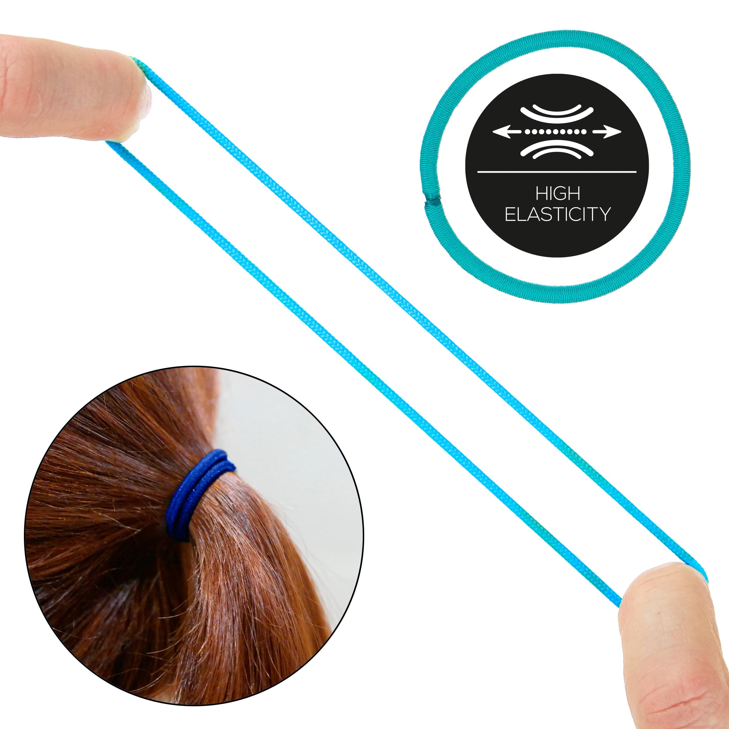 Expressions 216-Piece Hair Ties Value Pack: 4Mm Elastics In Shades Of Blue, No Metal Bands For Women, Durable Ponytail Holders F