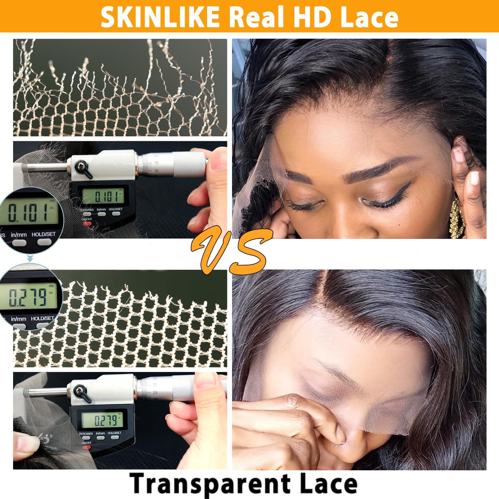 Beeos 2X6 Skinlike Real Hd Lace Closure Only, 0.10Mm Ultra-Thin Invisible Hd Lace Closure Pre Plucked Single Knot Body Wave Huma
