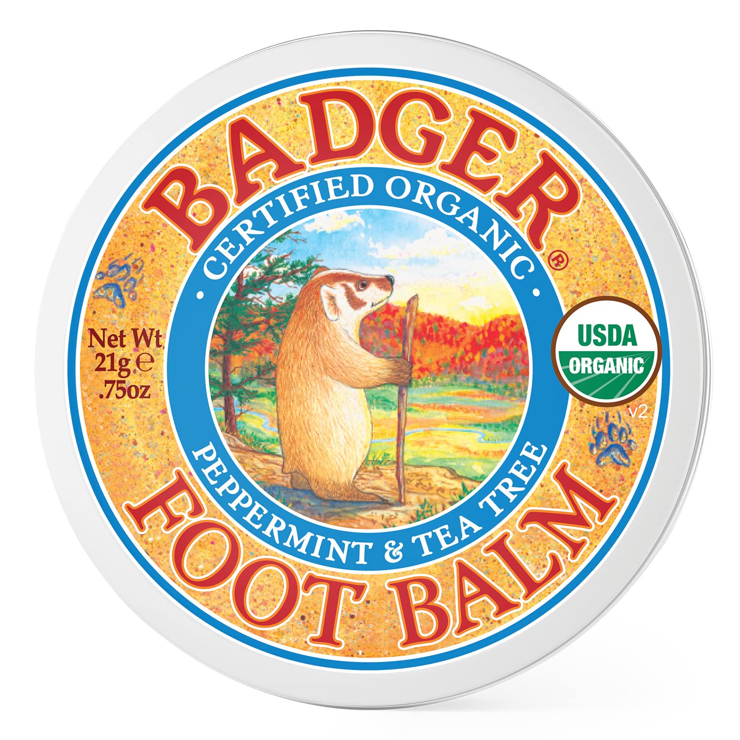 Badger - Foot Balm, Peppermint & Tea Tree, Heel Balm For Dry Cracked Feet, Certified Organic, Foot Balm With Essential Oils, Ext