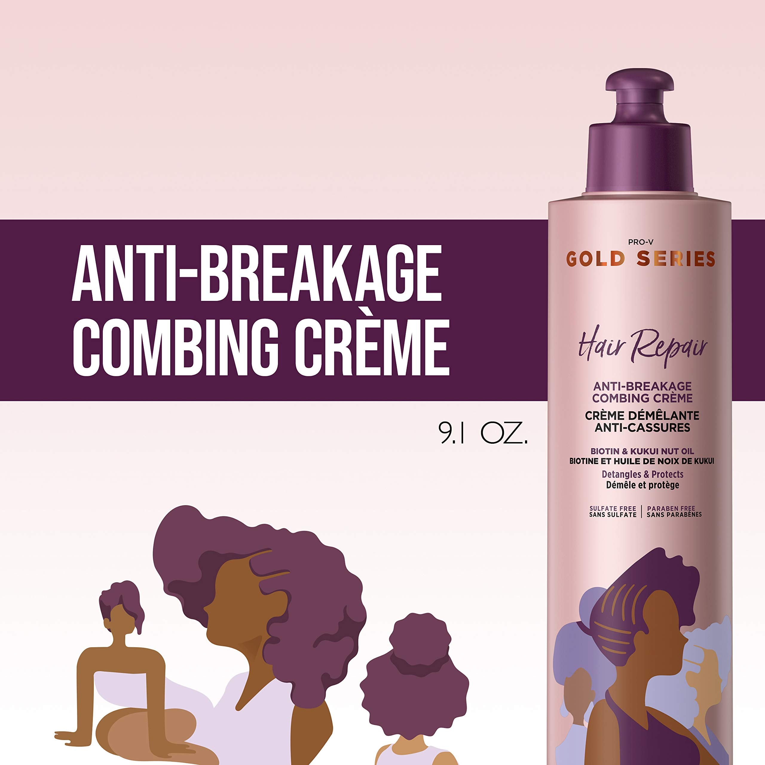 Pantene Gold Series Anti-Breakage Combing Crme with Biotin and Kukui Nut Oil, 9.1 fl oz