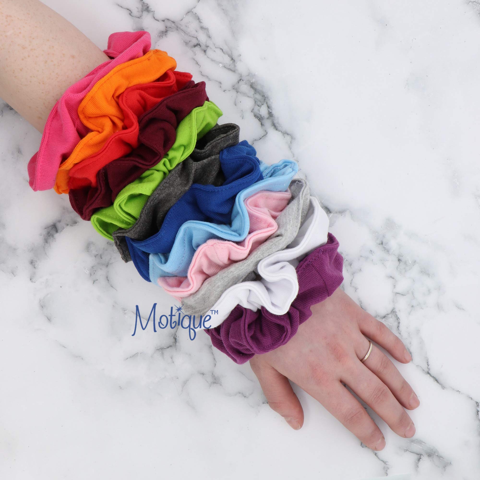 6 Pack Large Solid Scrunchies Hair Elastics-Red