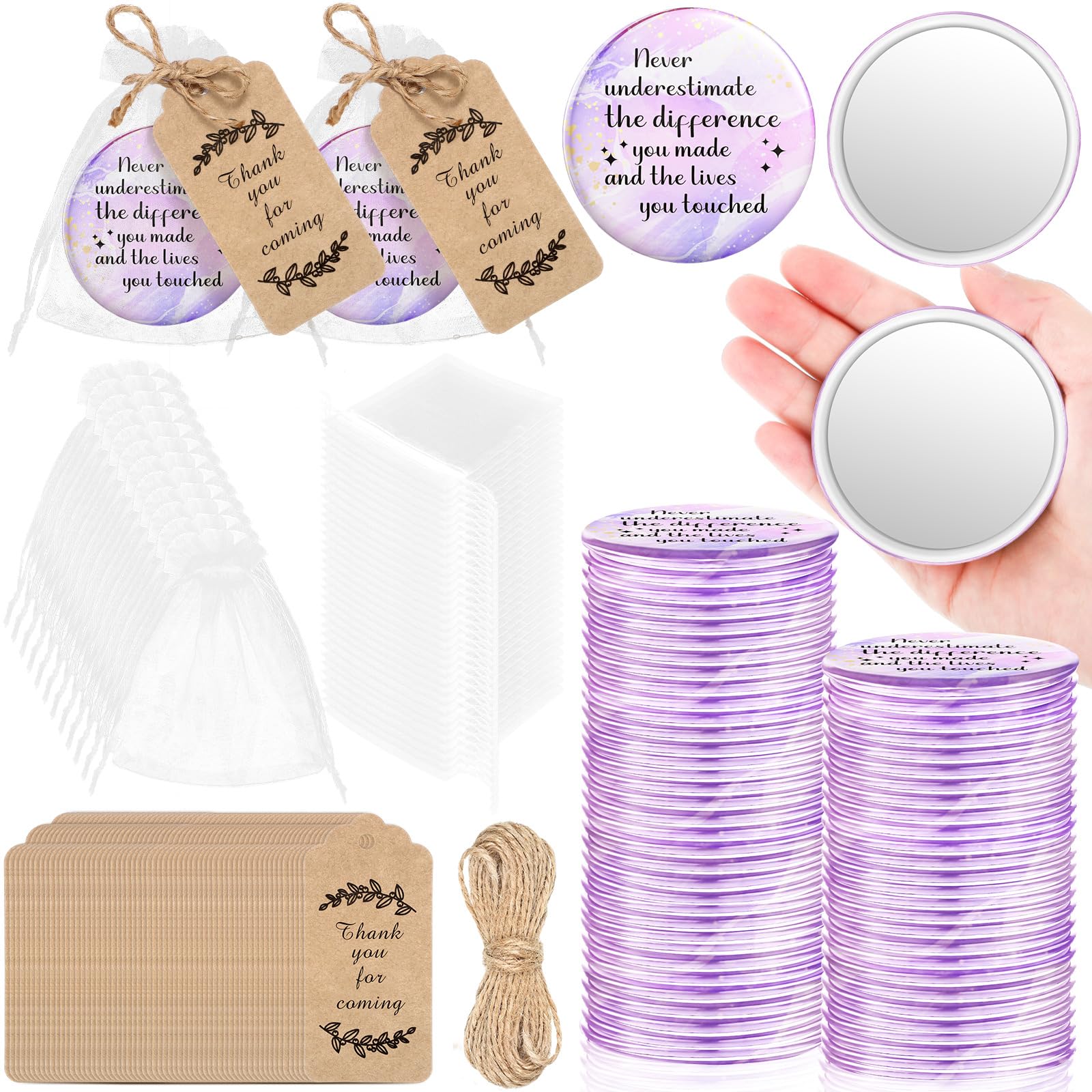 Tradder 50 Sets 2. 76  Compact Mirrors Bulk Inspirational Appreciation Women Employee Gifts Small Purse Pocket Makeup Mirrors fo