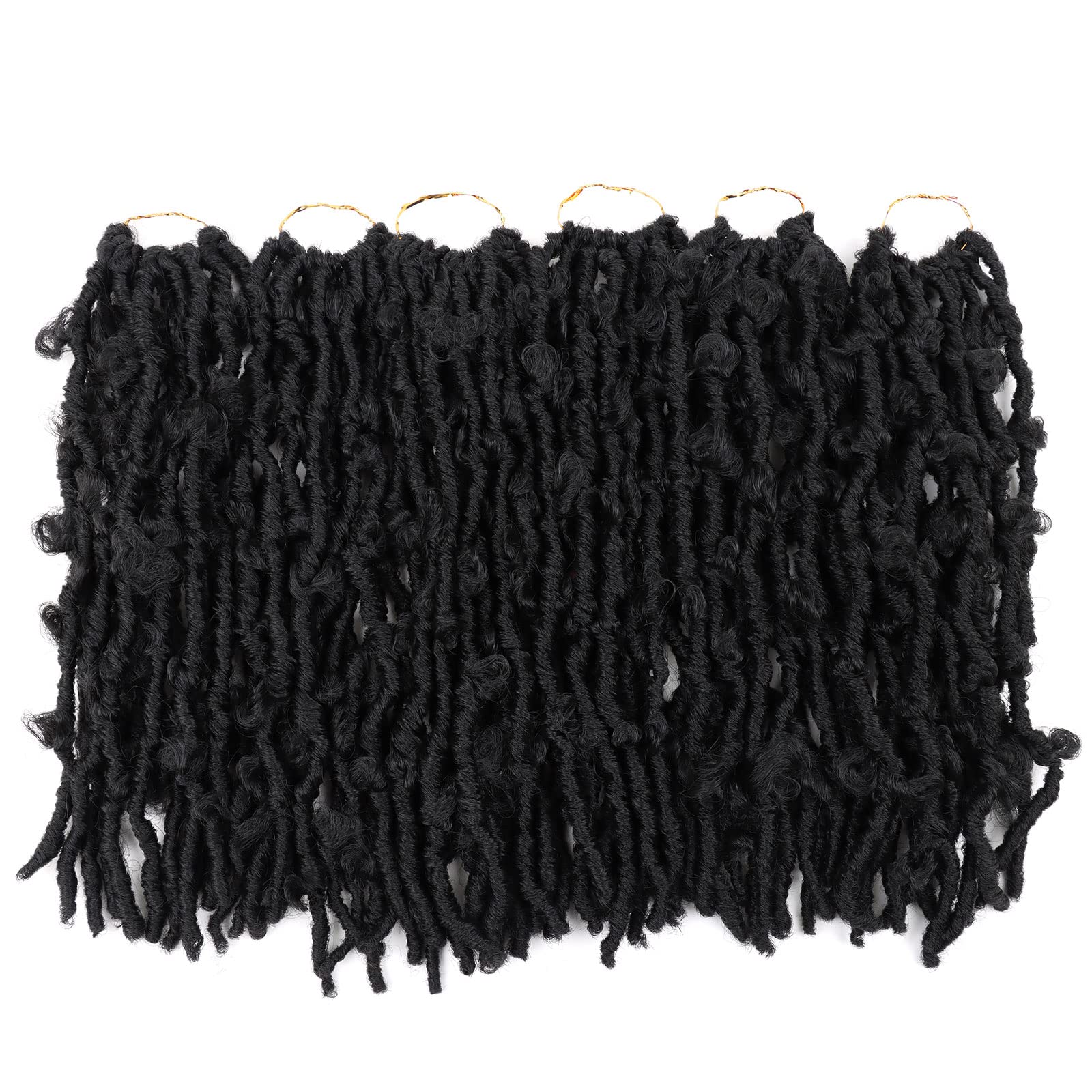 6 Packs 12 Inch Butterfly Faux Locs Crochet Hair For Black Women Distressed Faux Locs Pre Looped Pre-Twisted Braids (12 Inch 6 P