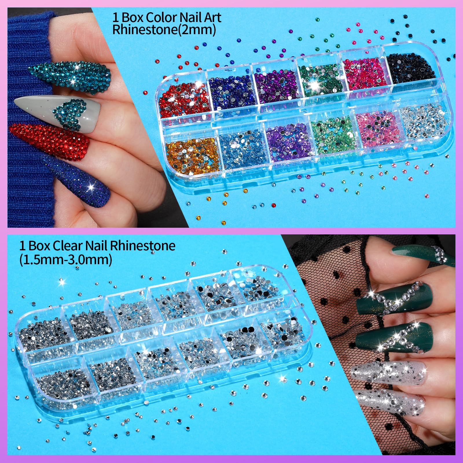 Teenitor Nail Art Kit, Nail Design Kit, Nail Art Tools With Nail Art Brushes Set, Nail Dotting Tools, Nail Rhinestones, Nail Sti
