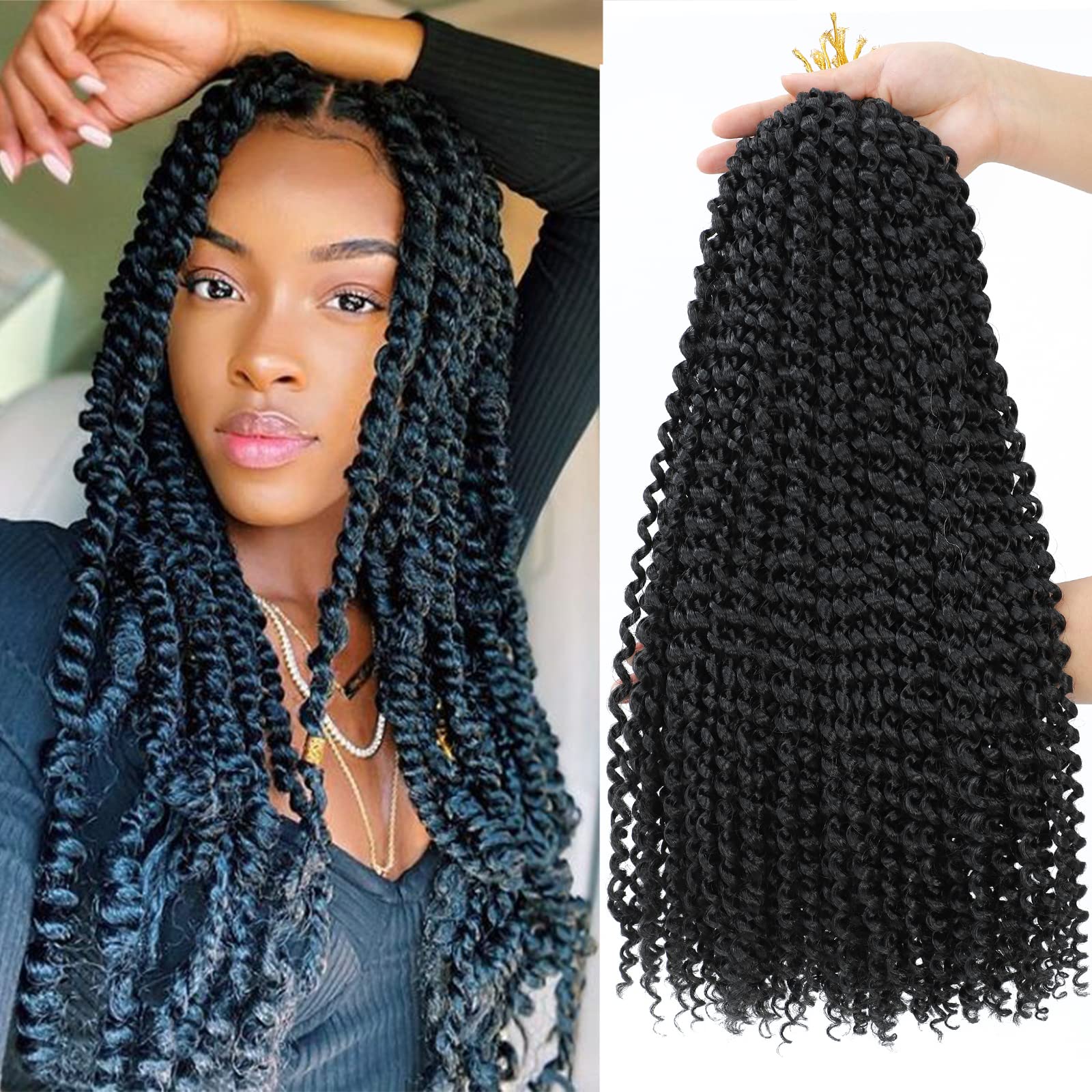 Dansama 7 Packs Passion Twist Hair Water Wave Braiding Hair For Butterfly Style Crochet Braids Bohemian Hair Extensions (22Inch