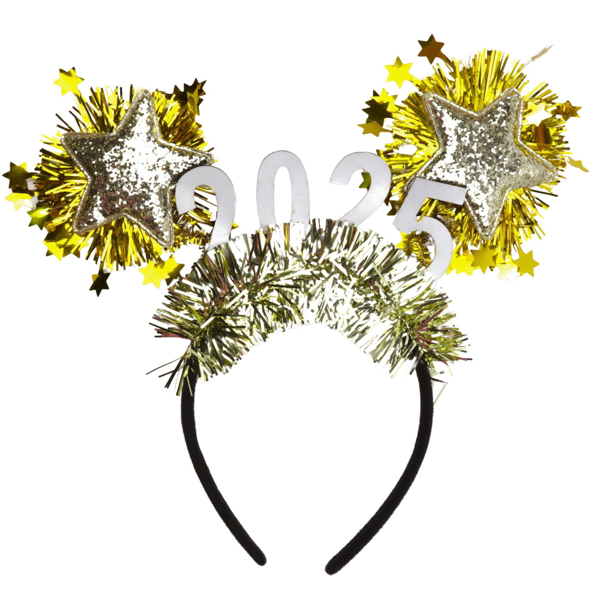Needzo Class of 2025 Graduation Headband, Glitter Sparkles Stars and Tinsel, Grad Party Hair Accessory, One Size Fits Most