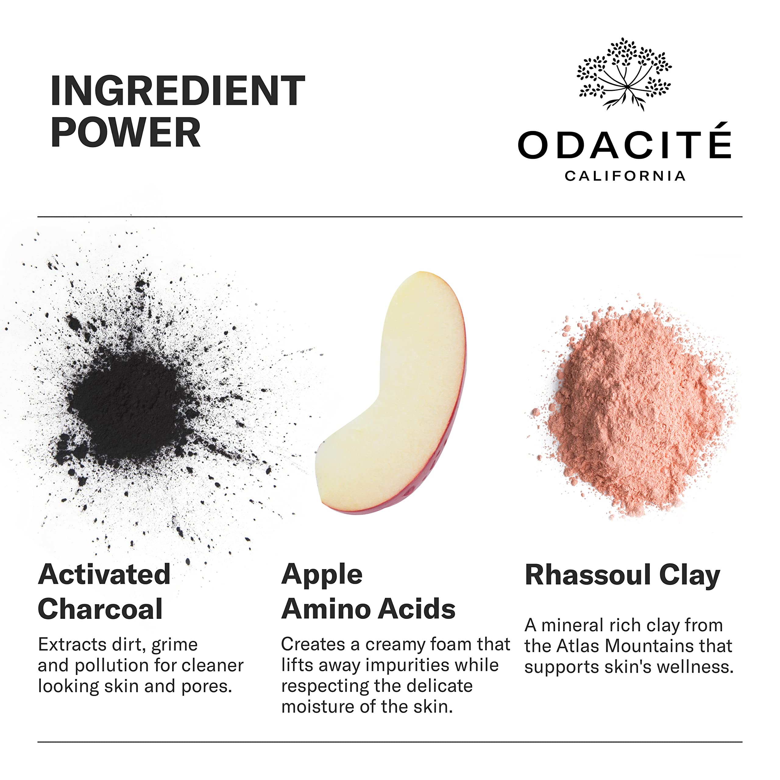 Odacit   Facial Cleanser with Foam - Black Mint Activated Charcoal & Rhassoul Clay Glow Recipe - Facial Moisturizer with Deep Cl