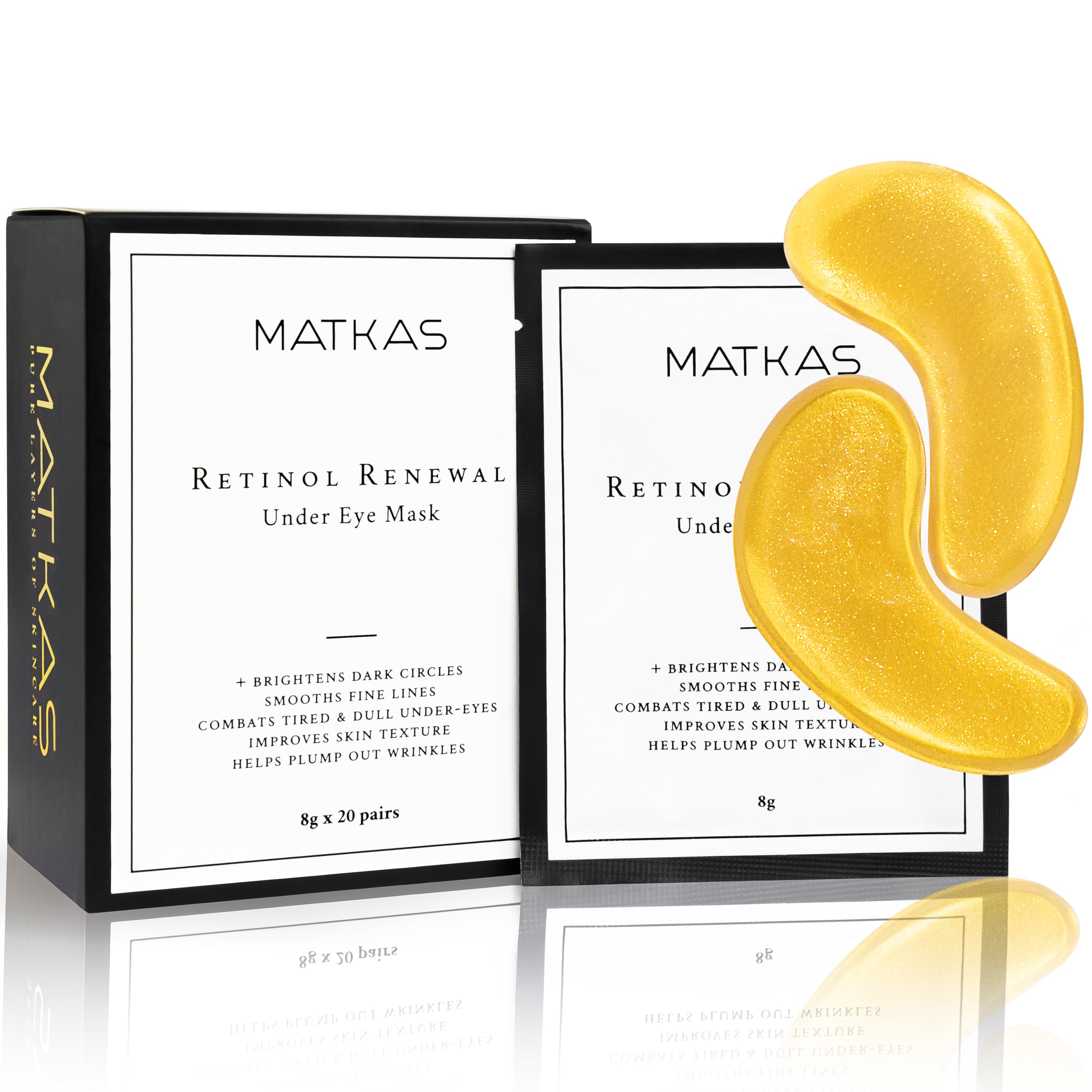 Matkas Korean Gold Under Eye Patches For Dark Circles And Puffiness, Wrinkles - Retinol + Hyaluronic Acid + Collagen + Niacinami
