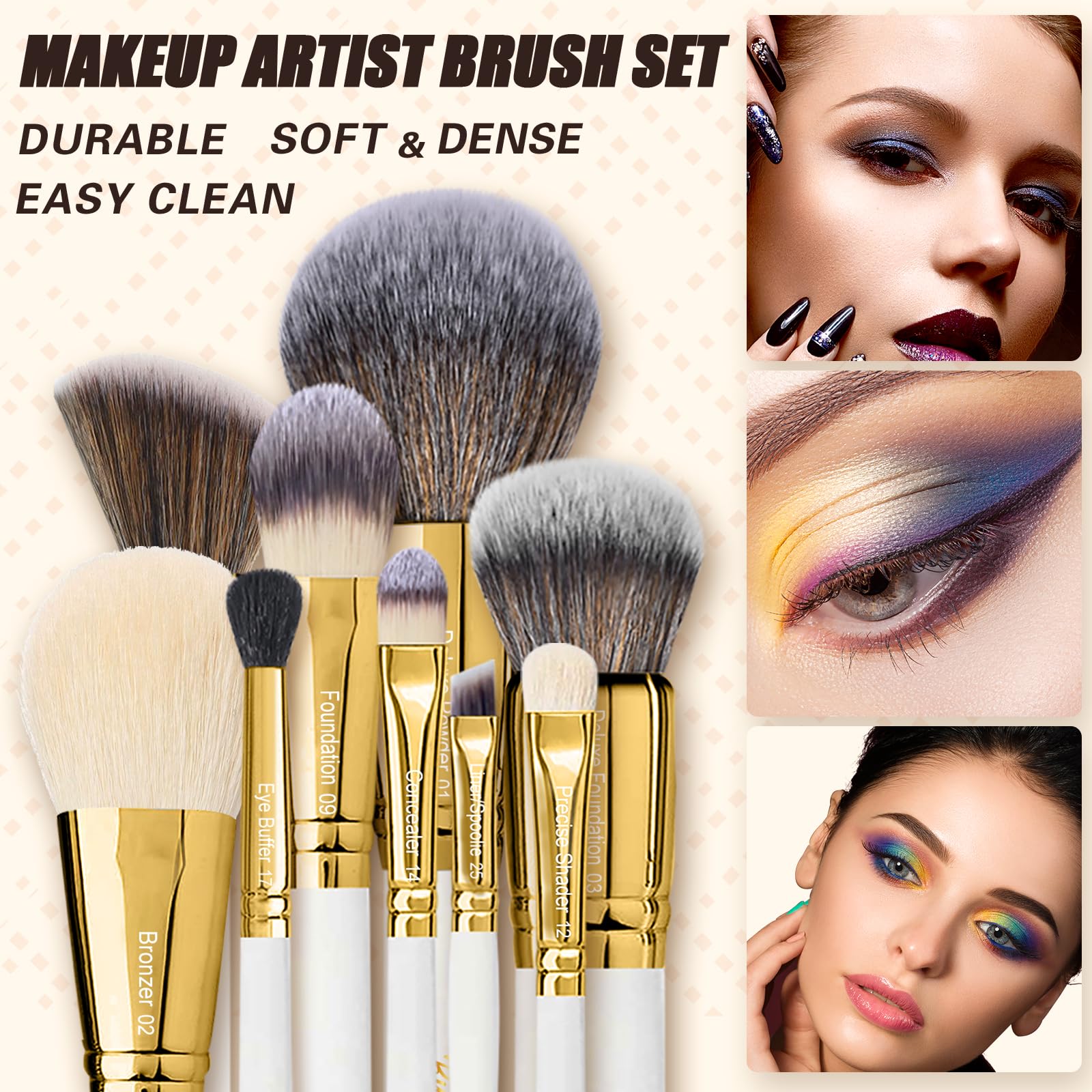 Professional Makeup Brushes Set Premium Quality Goat Hair Synthetic Fiber Powder Foundation Highlight Concealer Eyeshadow Blendi