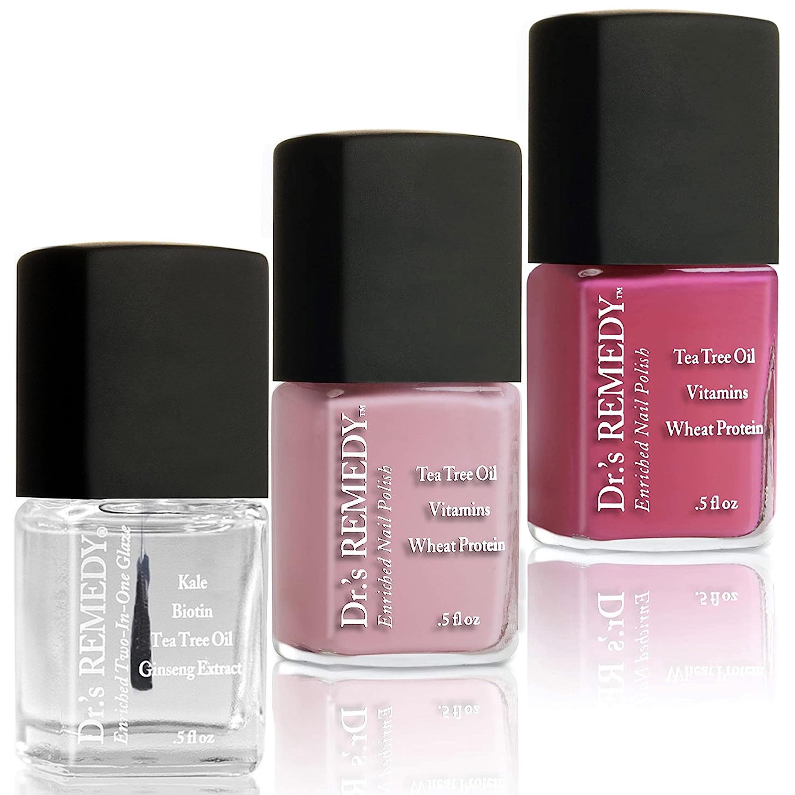Drs Remedy 3 Pack Nail Polish Kit, Think Positive Trio, Non Toxic and Organic All Natural Enriched Nail Strengthener - TOTAL Two