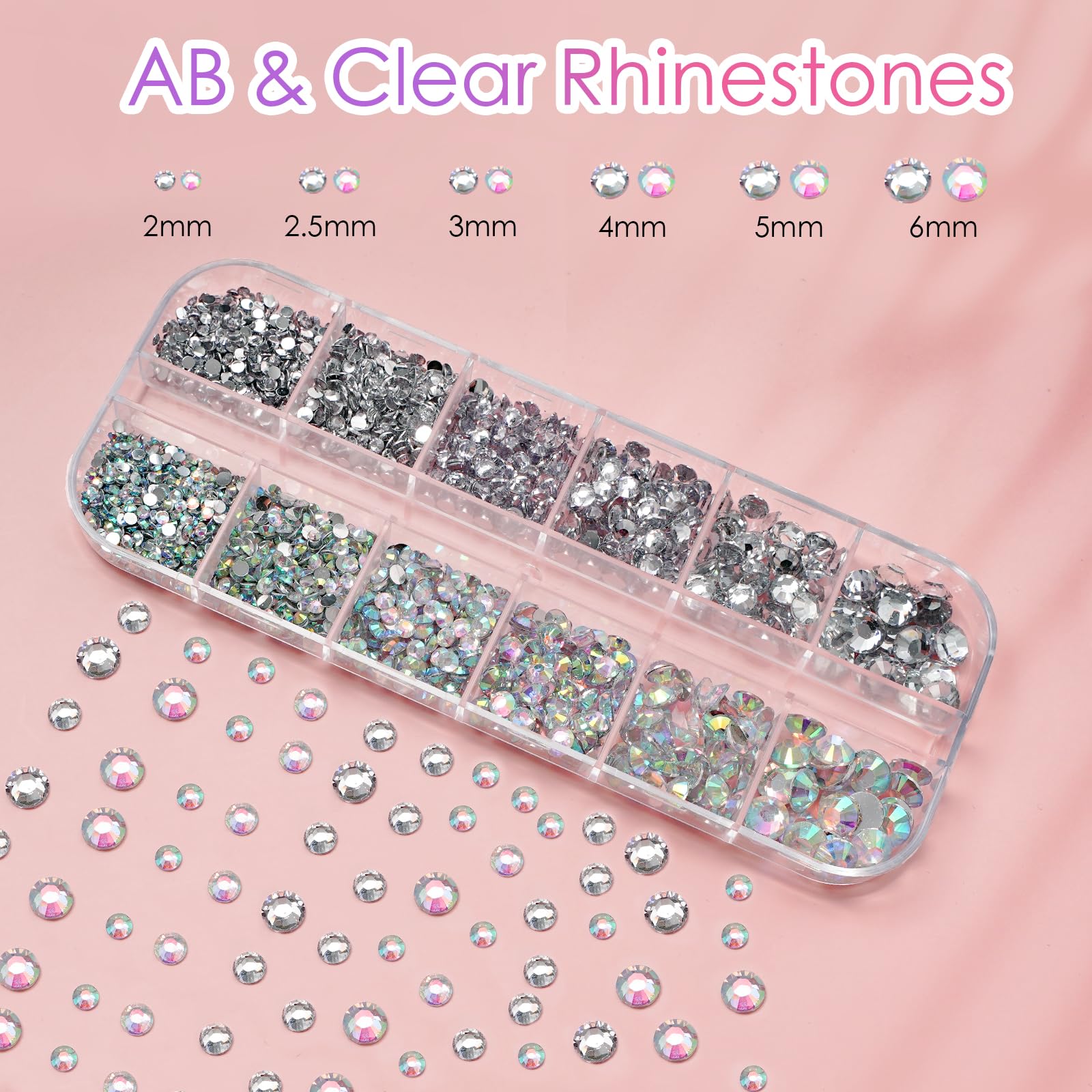 Canvalite Rhinestones For Face Colorful Face Gems Face Jewels Ab & Clear Eye Hair Nail Gems Rhinestones With Quick Dry Makeup Gl