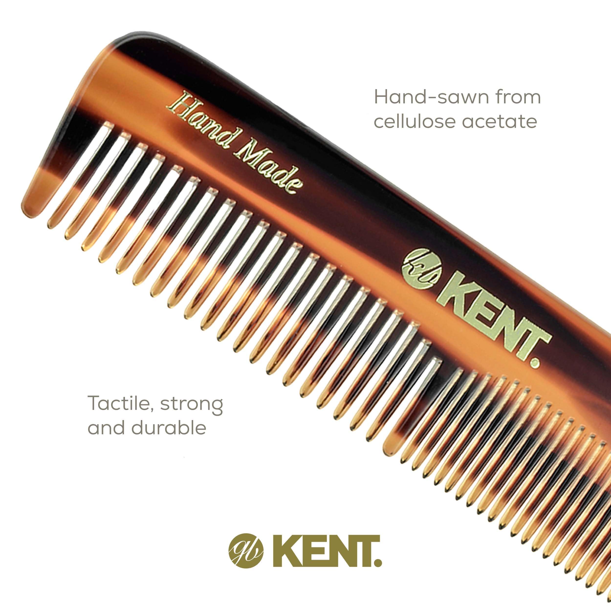 Kent A Ot Small Double Tooth Hair Pocket Comb, Fine / Wide Tooth Comb For Hair, Beard And Mustache, Coarse / Fine Hair Grooming