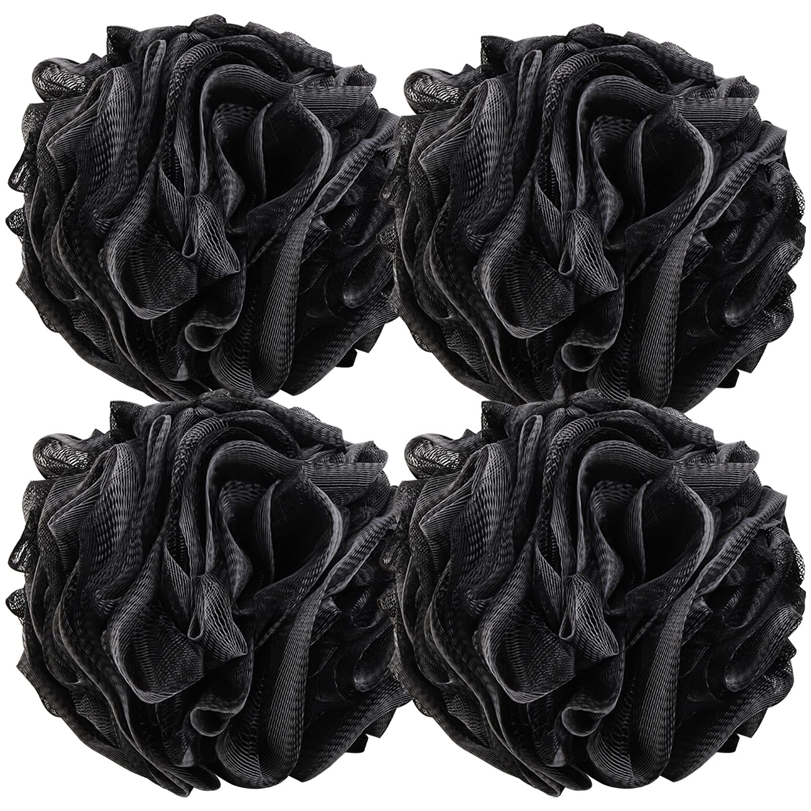 Btyms 4 Pieces Large Loofah Sponge Shower Puff Bath Scrunchie 75G/Pc Shower Sponge Body Loofahs Pouf Mesh Pouf For Body