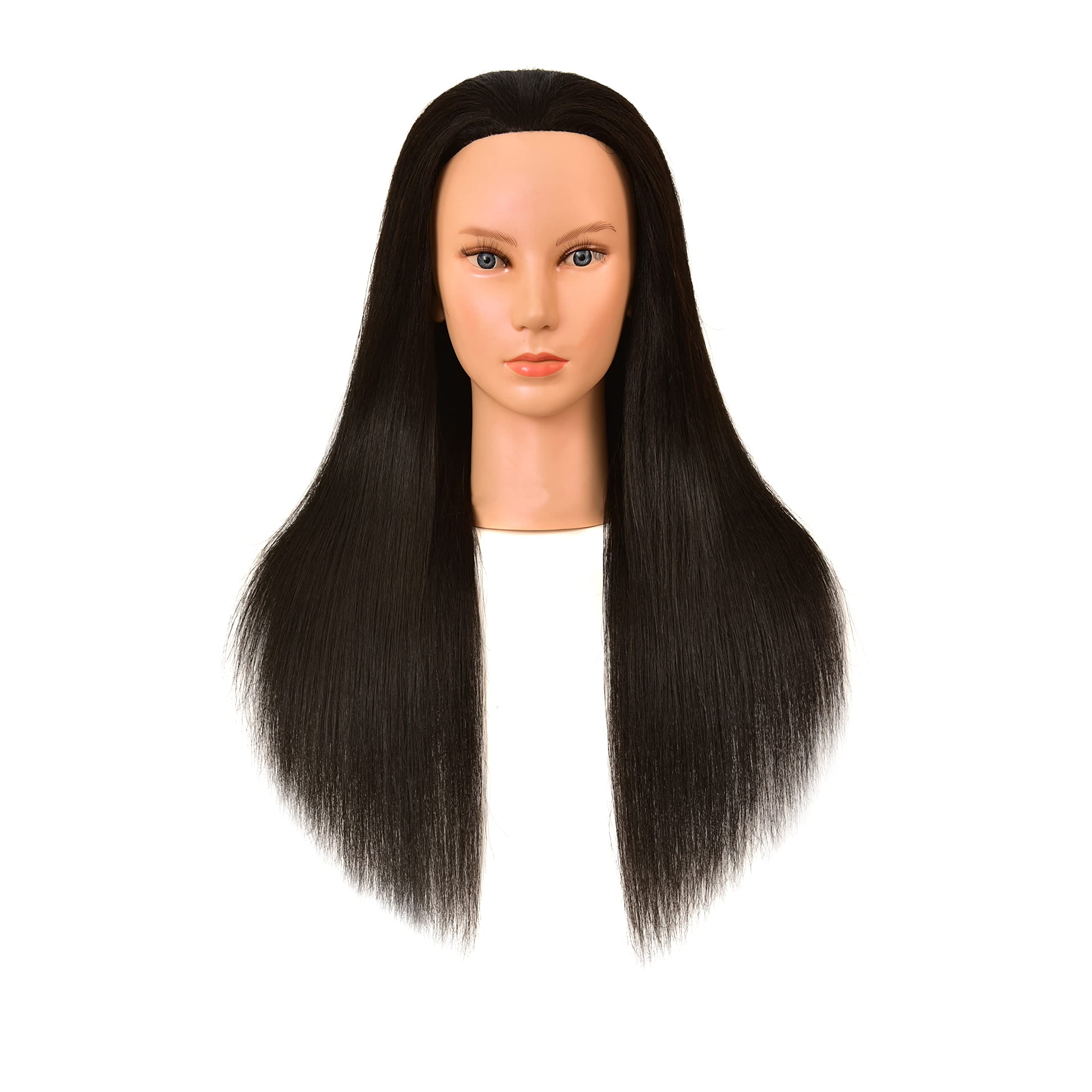 Bellrino 20-22'' 50% Human Hair And 50% Soft Fiber Hair Cosmetology Mannequin Manikin Training Head With Synthetic Fiber - (8630