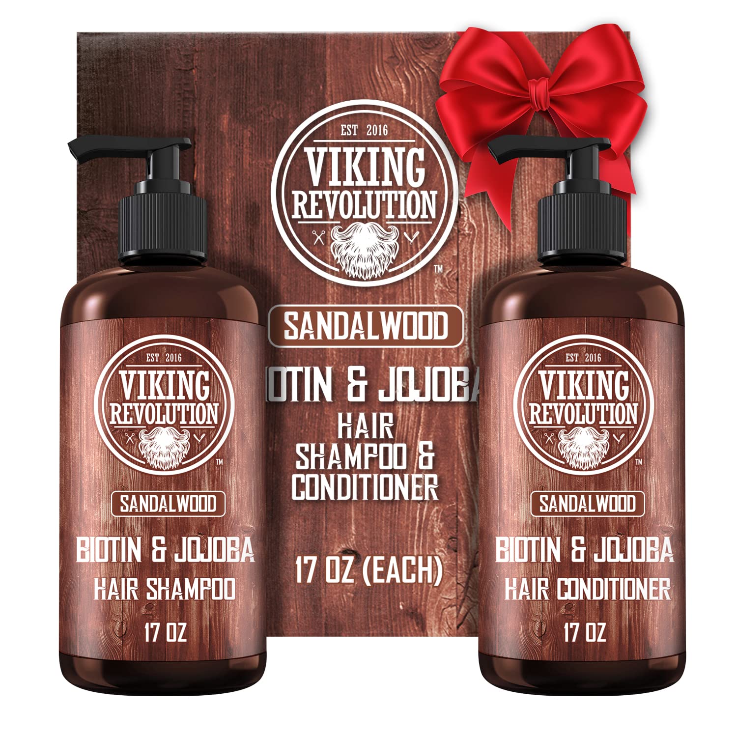 Viking Revolution Sandalwood Shampoo And Conditioner Set With Biotin And Jojoba Oil - Natural Hair Shampoo And Hair Conditioner