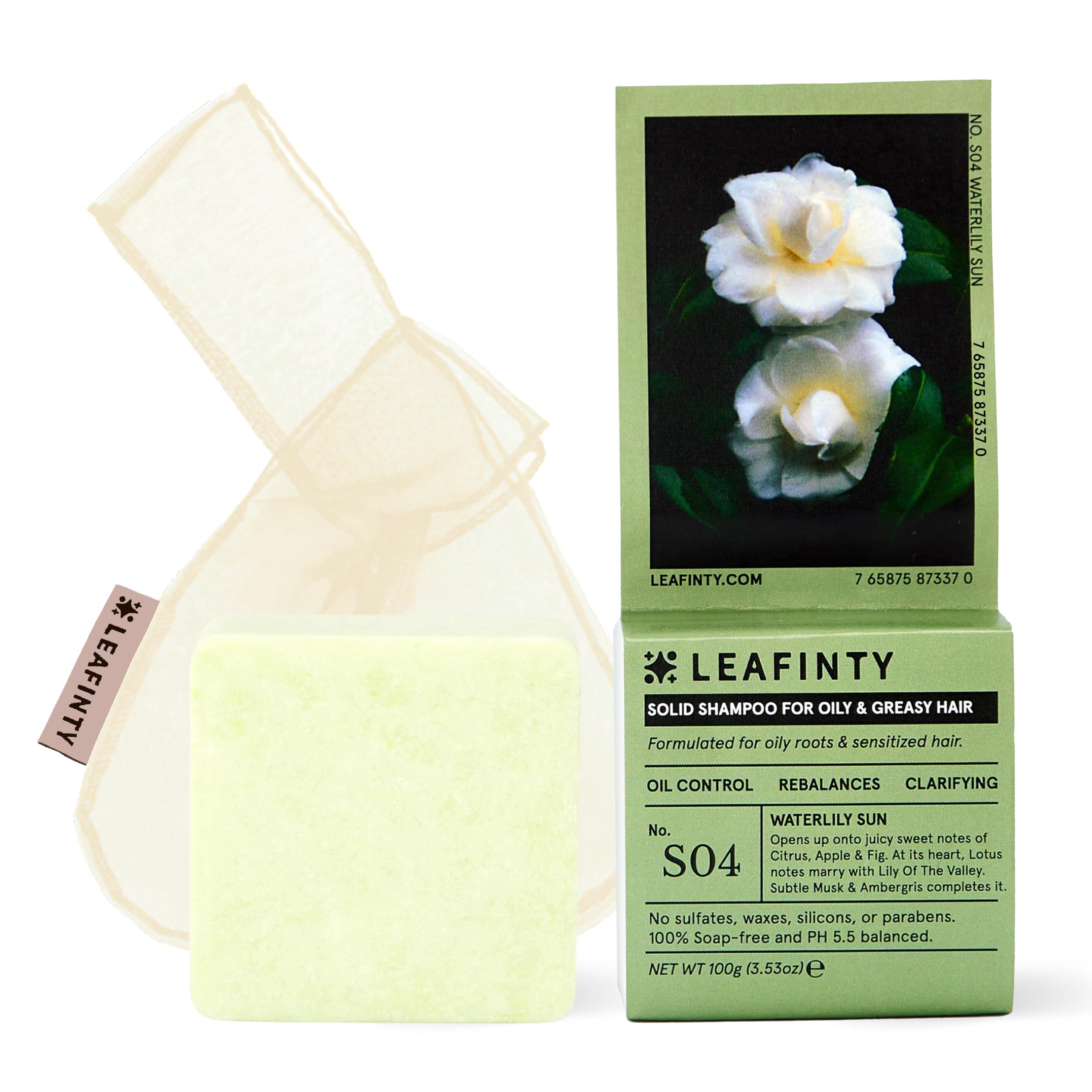 Leafinty Shampoo Bar for Oily Hair- Sulfate Free, Natural, Eco-Friendly, Sustainable, Zero Waste,100g (Pack of 1, up to 75 uses)