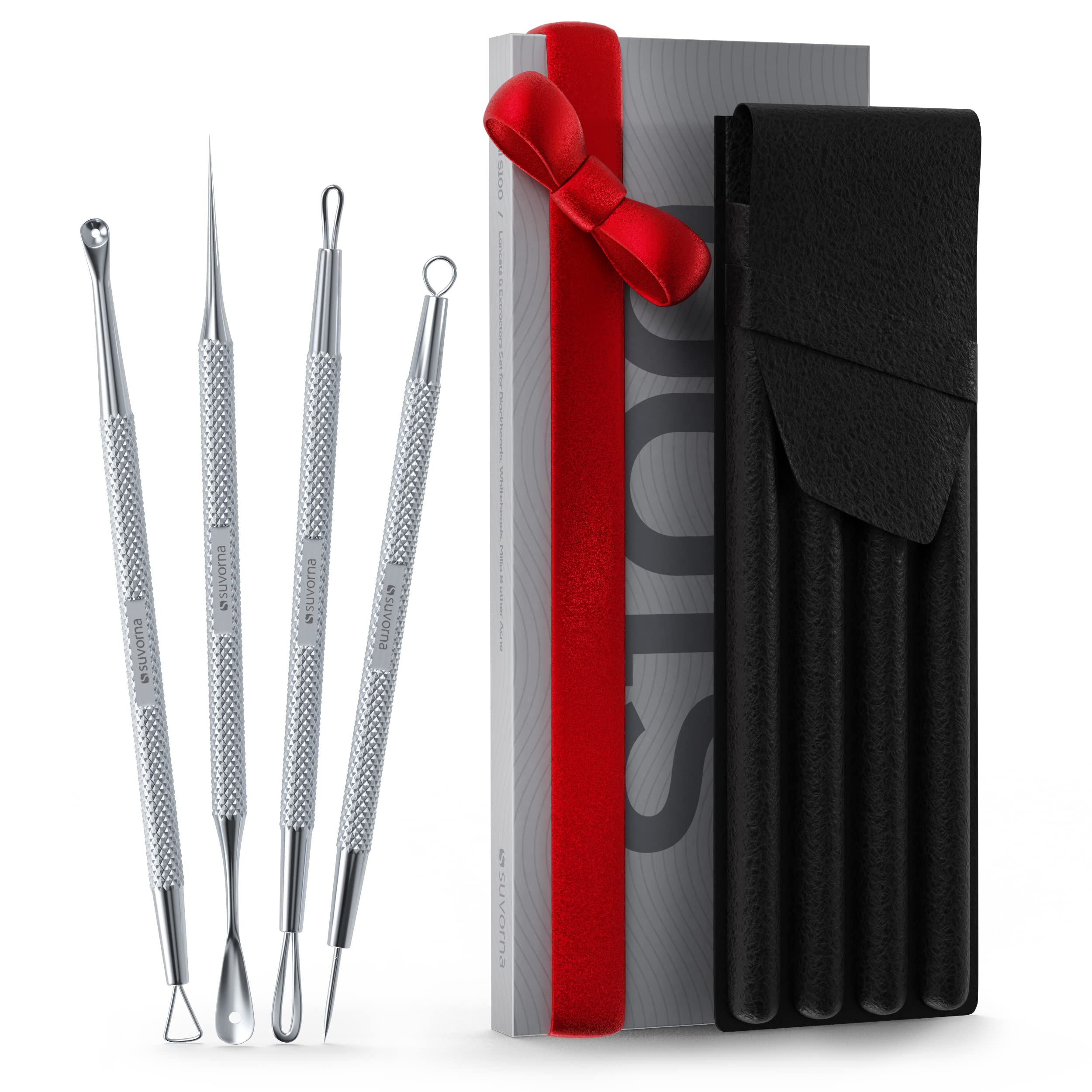 Suvorna Skinpal Pimple Popper Tool Kit  Milia Remover  Lancets For Facial Extraction  Whitehead Extractor Tool  Comedone Extract