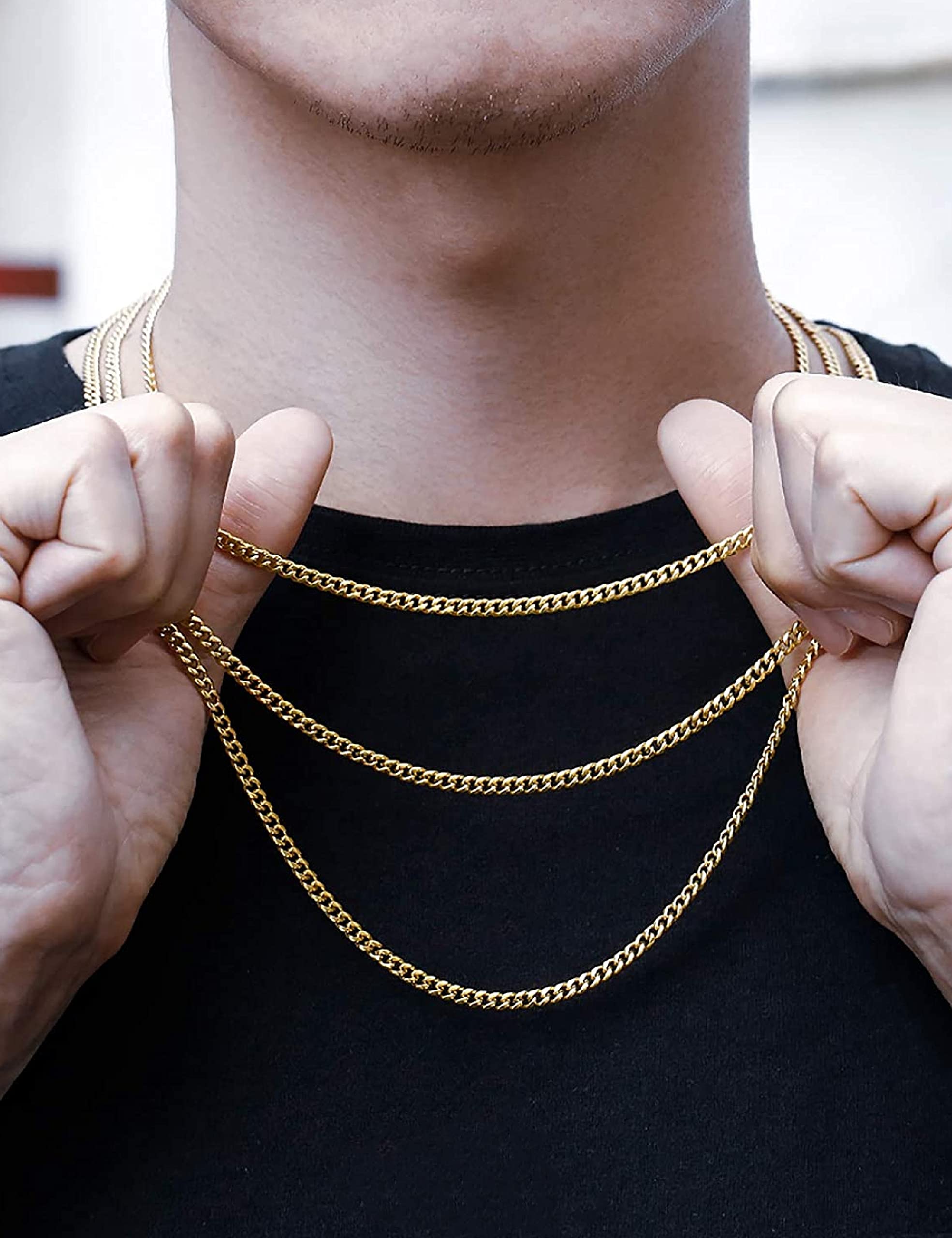 Waitsoul 925 Sterling Silver Cuban Chain Lobster Clasp 4mm 18k Gold Over Cuban Link Curb Chain Necklace for Women Men Diamond Cu