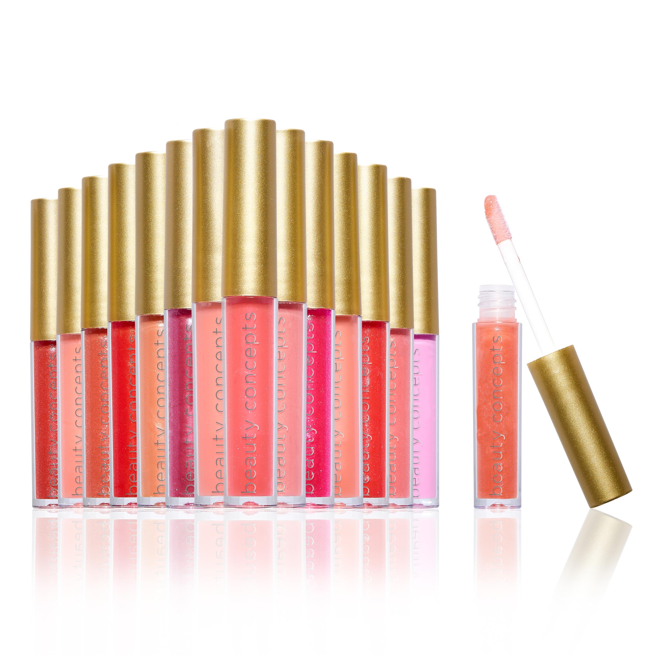 Beauty Concept 15-Piece Lip Gloss Set - Radiant Lips with Glossy Heavy Embossing, Shiny Gold Foil Stamping - 0.7 fl oz Each in G