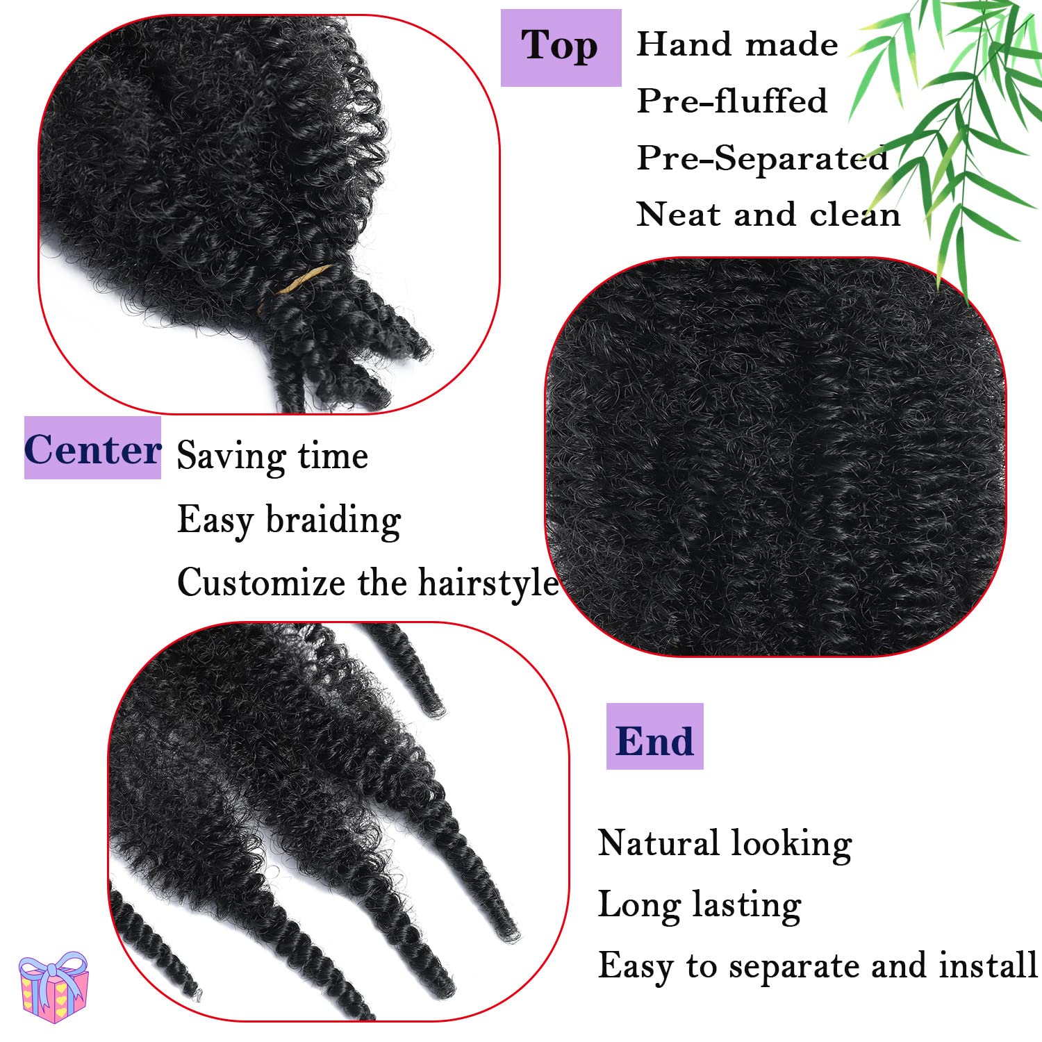 Cuban Twist Hair 16 Inch Springy Afro Twist Hair Marley Twist Braiding Hair 2 Packs Soft Spring Afro Kinky Twist Braiding Hair E