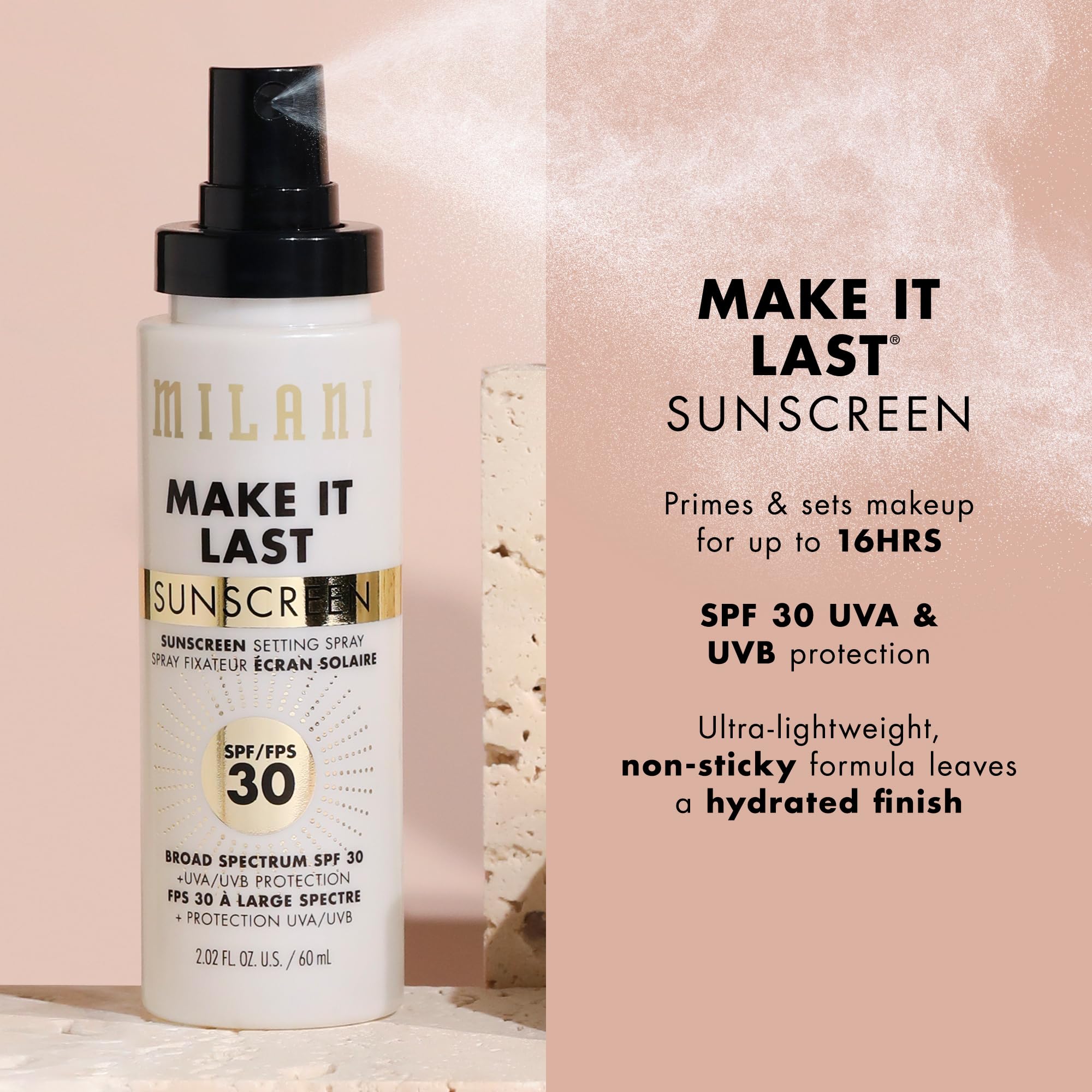 Milani Make It Last Sunscreen - Sunscreen Setting Spray With Spf 30 - Makeup Primer And Setting Spray With Spf30 Sunscreen, Long