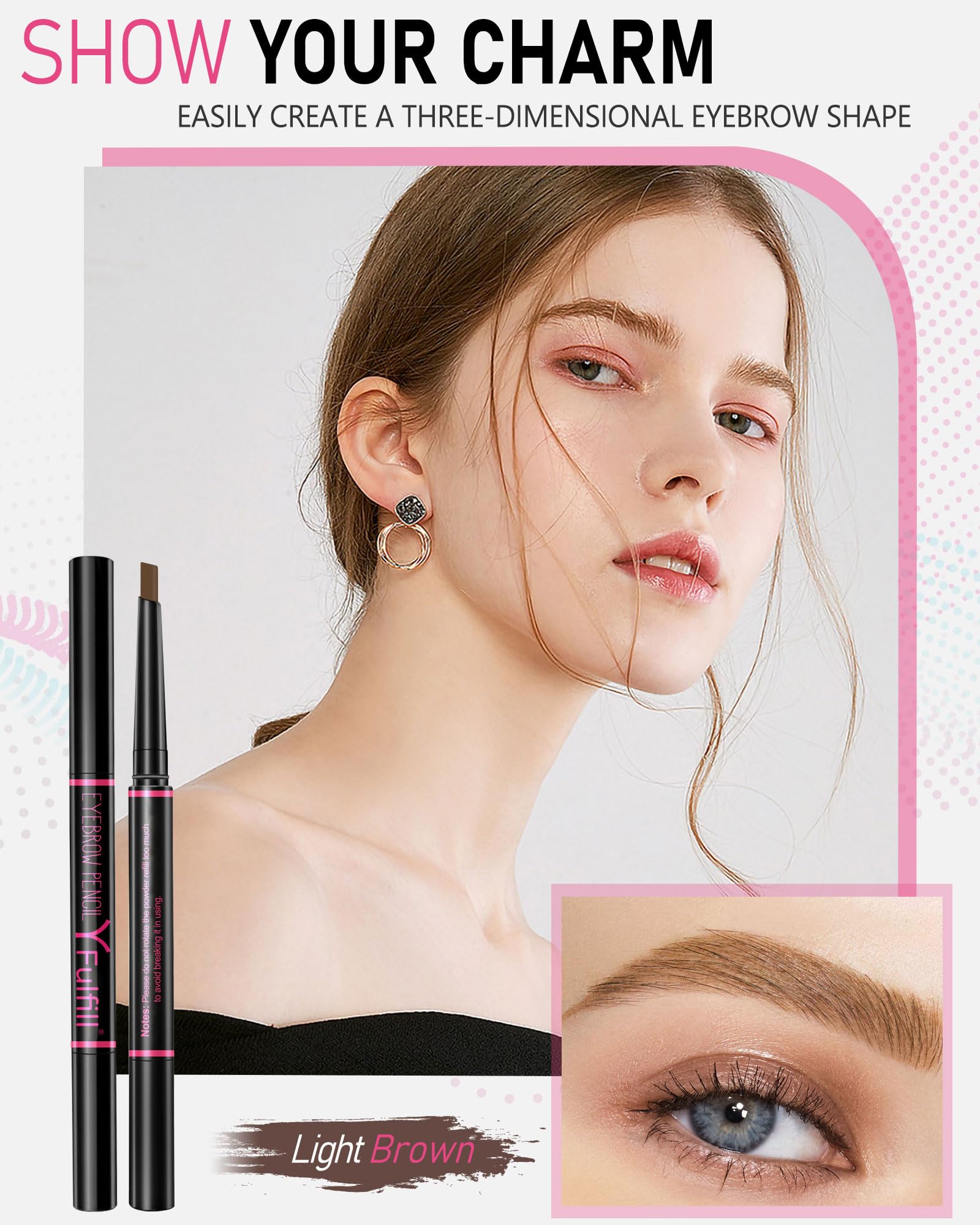 Yfulfill Light Brown Eyebrow Pencil Waterproof For Women, Eye Brow Pencils For Women Light Brown, Light Brown Eyebrow Pen, Light
