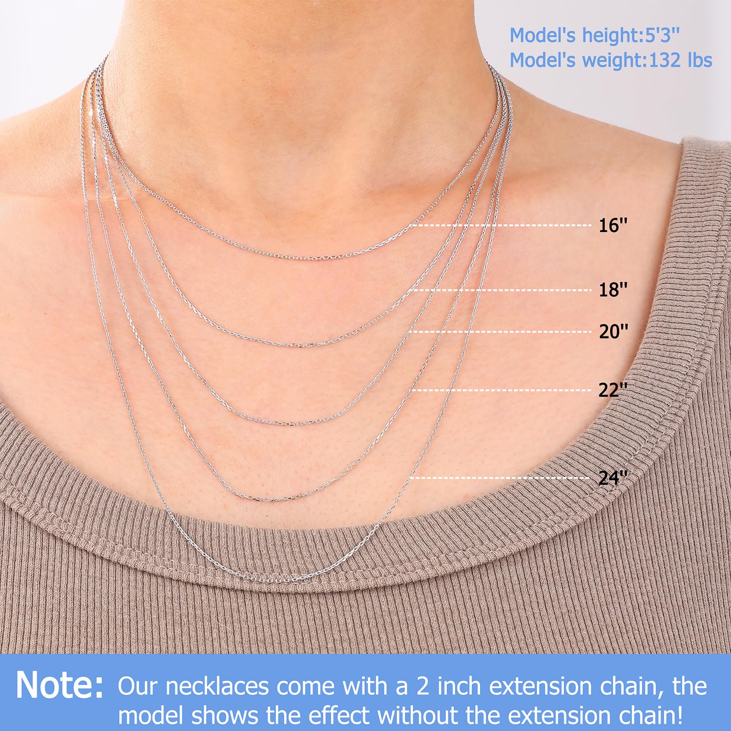 Gacimy Sterling Silver Chain Necklace for Women, 1.3mm Thin 925 Sterling Silver Cable Necklace for Women, 20  Length with 2  Ext