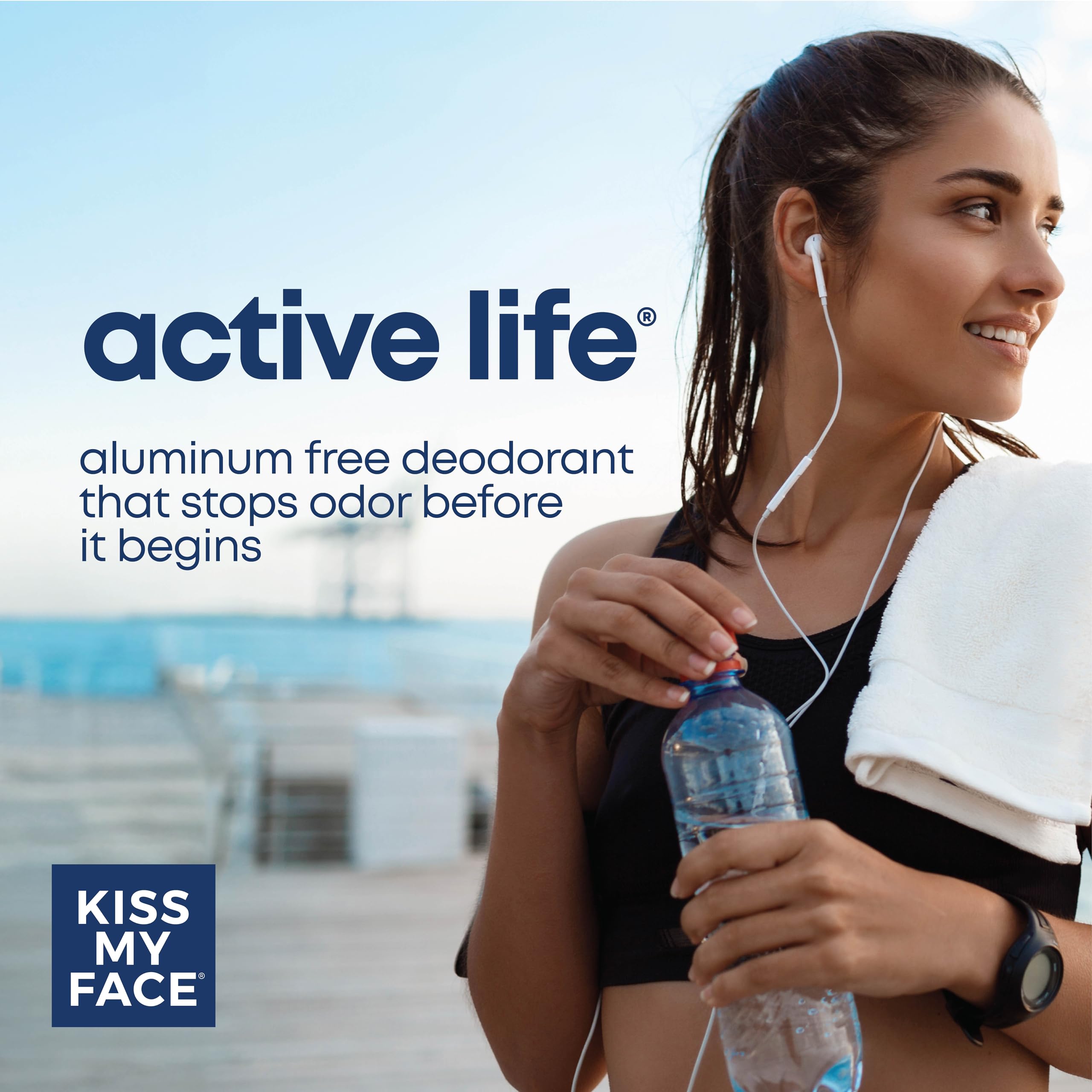 Kiss My Face Active Life Cucumber Green Tea Deodorant, Aluminum Free Deodorant For Women And Men, 2.48 Oz Stick