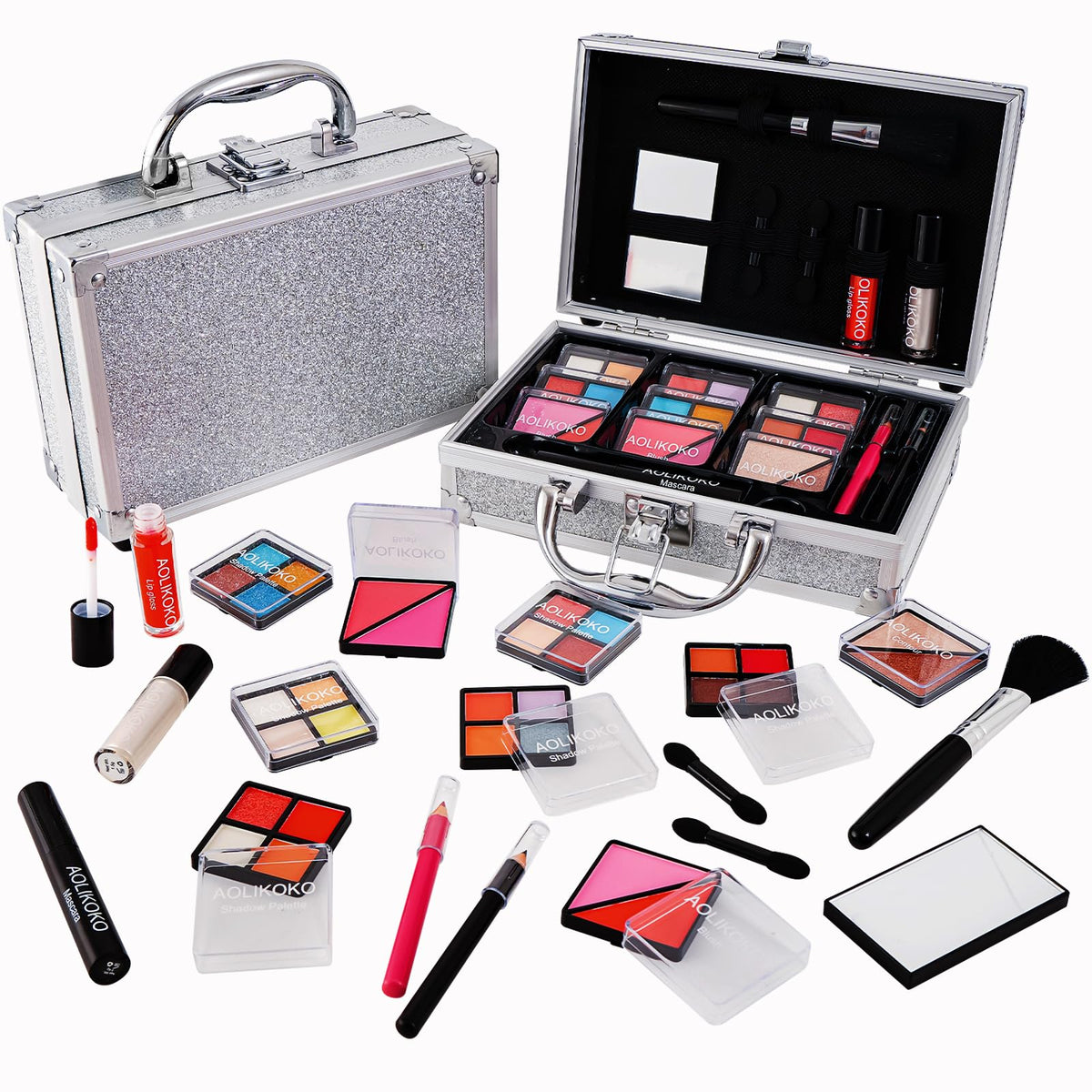 AOLIKOKO Makeup Kit for Teenager & Women Full Kit, All in One Makeup Set With The Small Cosmetic Train Case, Professional Makeup