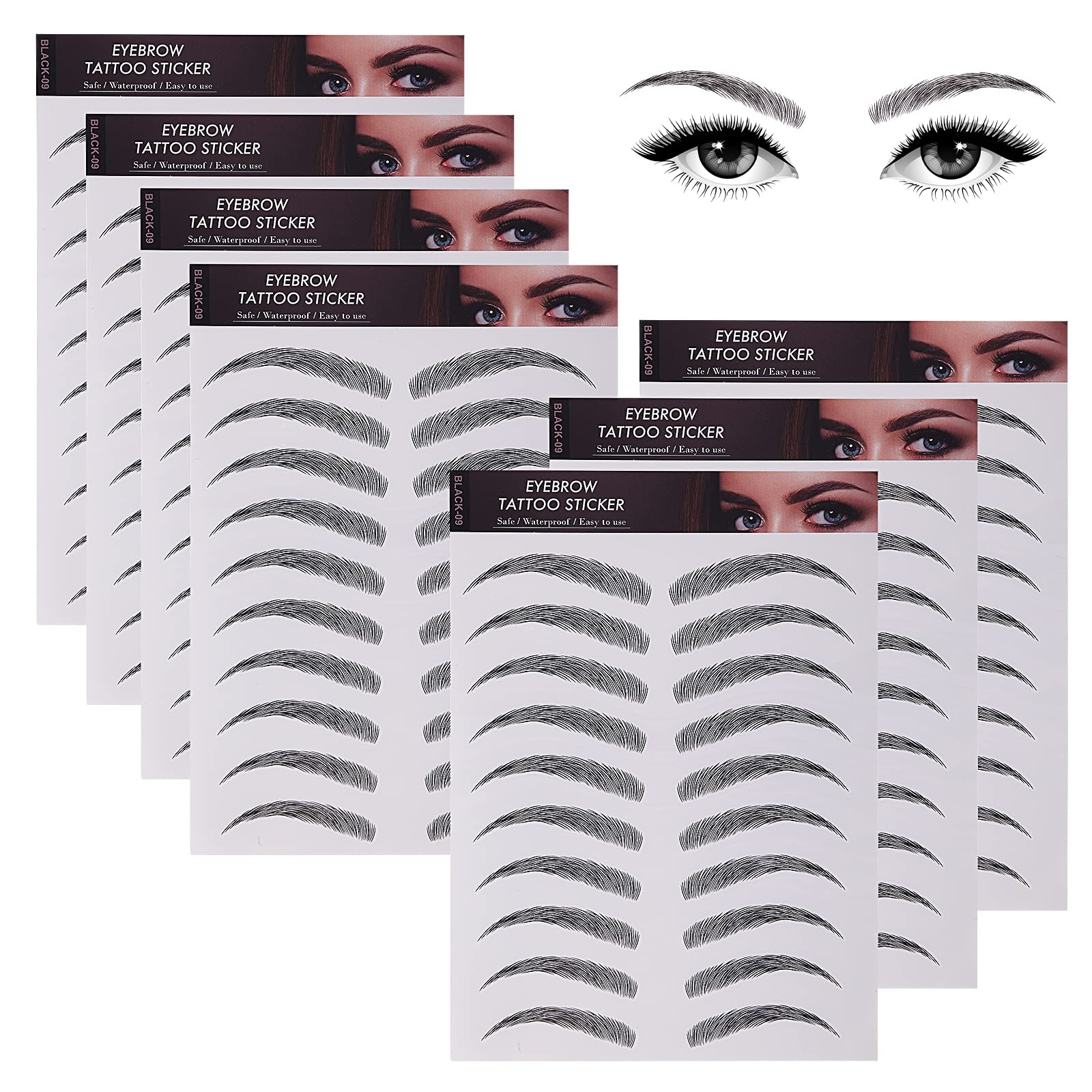 Molain 4D Hair-Like Eyebrow Tattoos Stickers 7 Sheets Waterproof Long-Lasting Brow Tattoo Eyebrow Colors Transfers Arch Style St
