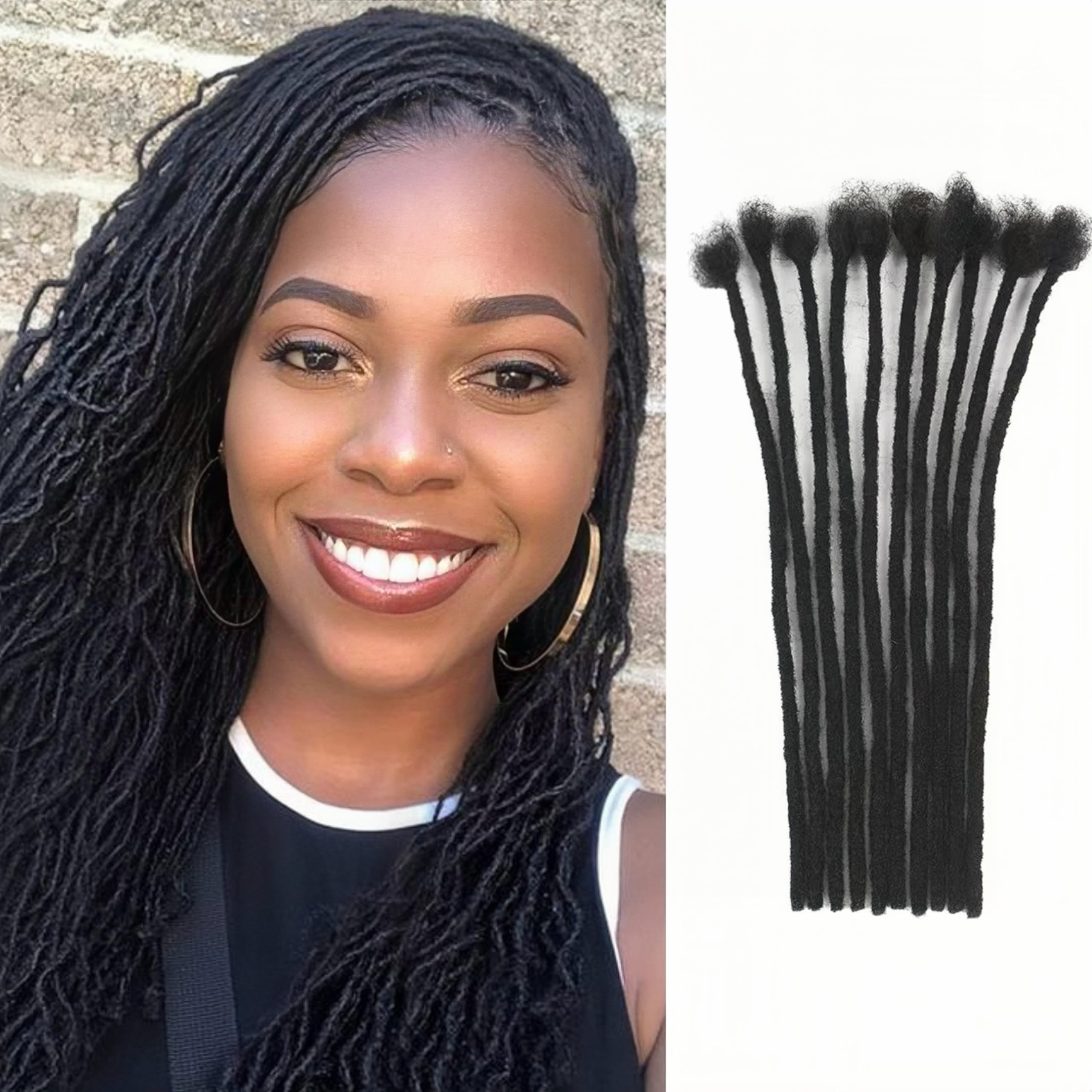 0.2cm Width 8Inch 40 Strands Loc Extension Human Hair 100% Handmade Permanent Real Dreadlock Extensions Human Hair For Women/Men