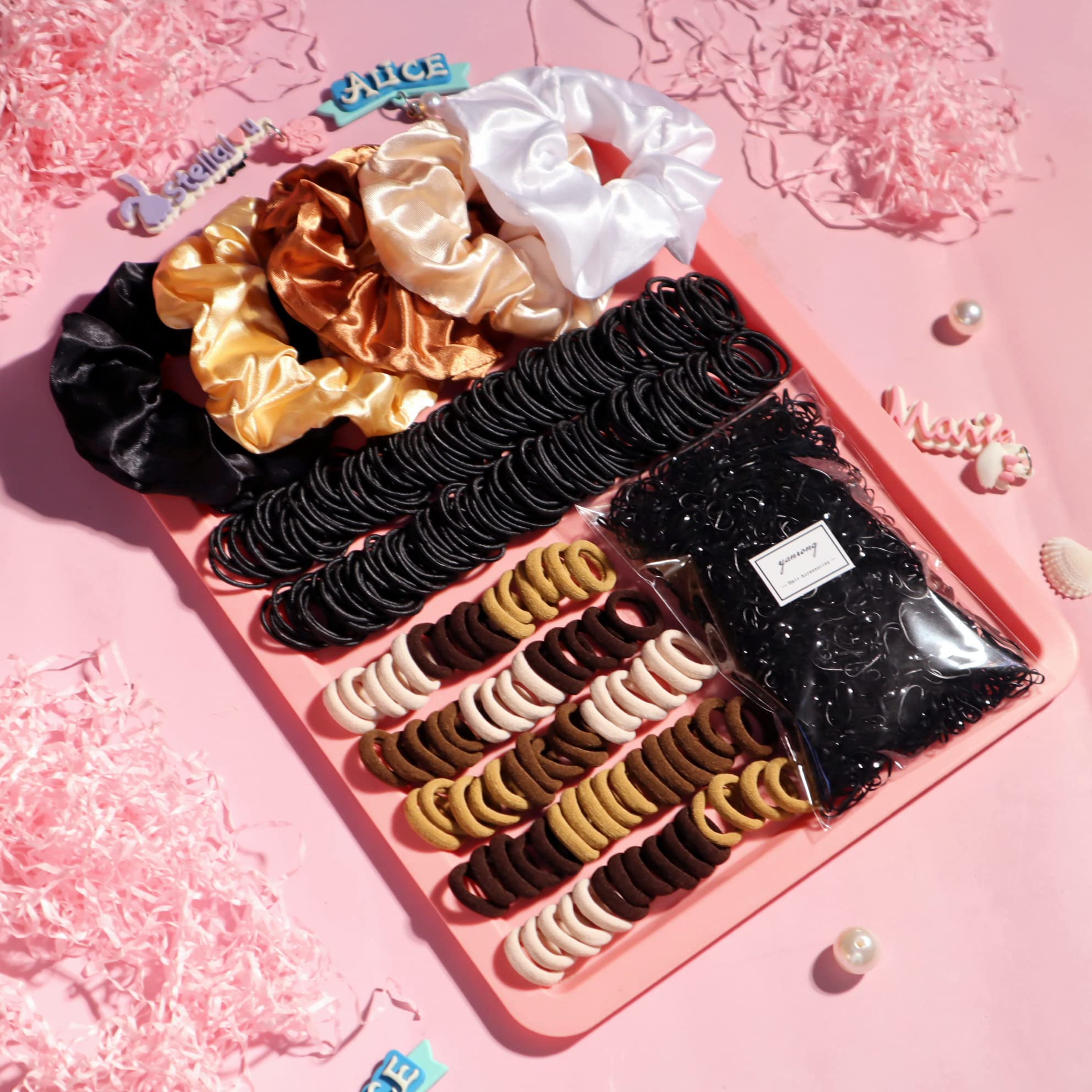 Colour Hair Accessories, Hair Ties, Scrunchies, Ponytail Holders, Traceless Ropes Set For Girls, Women, Babies & Kids (2155 Piec