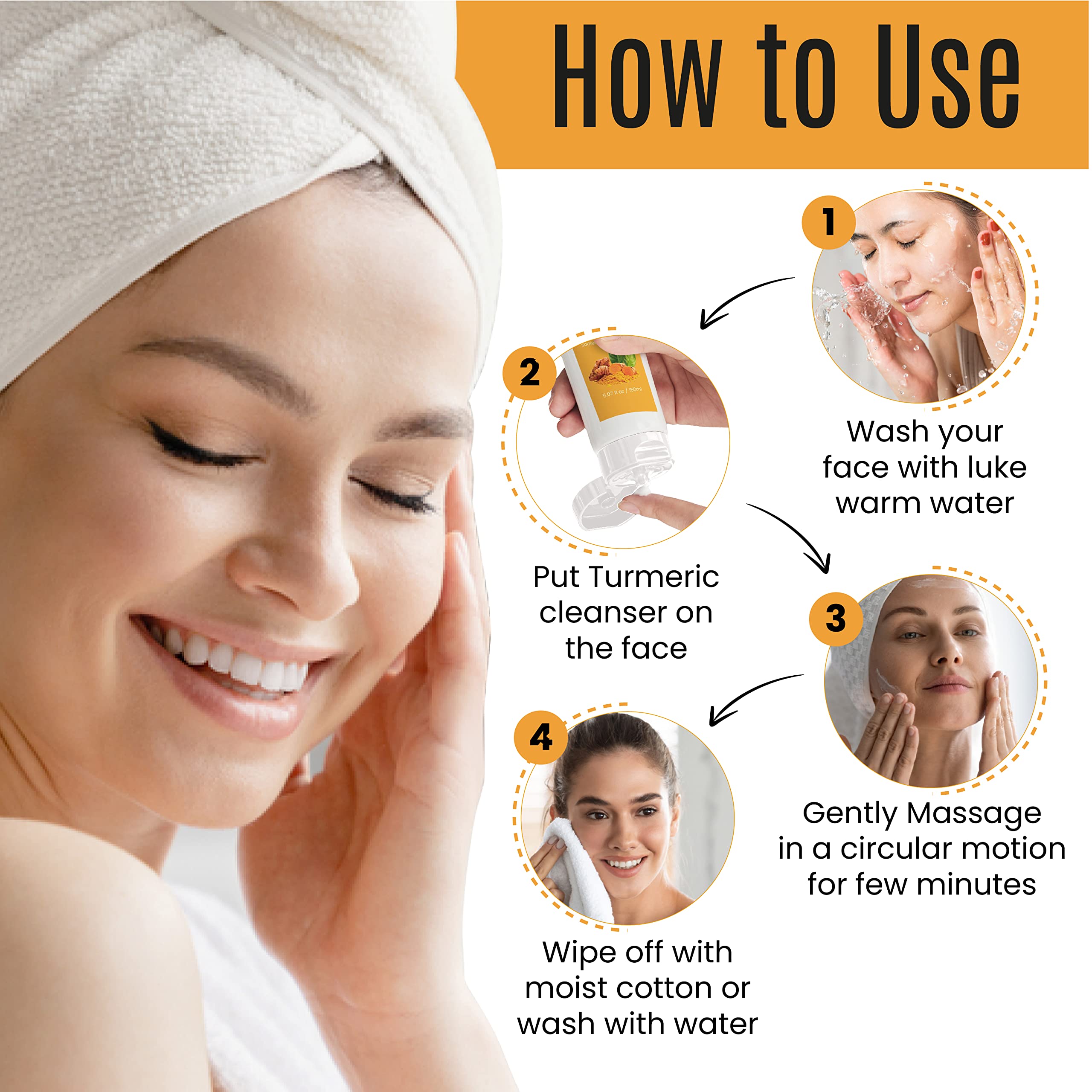 Dermaxgen Turmeric Facial Cleanser - Natural Anti Aging Exfoliating, Nourish & Glowing Cleanser For Clearing Acne Scars, Age Spo