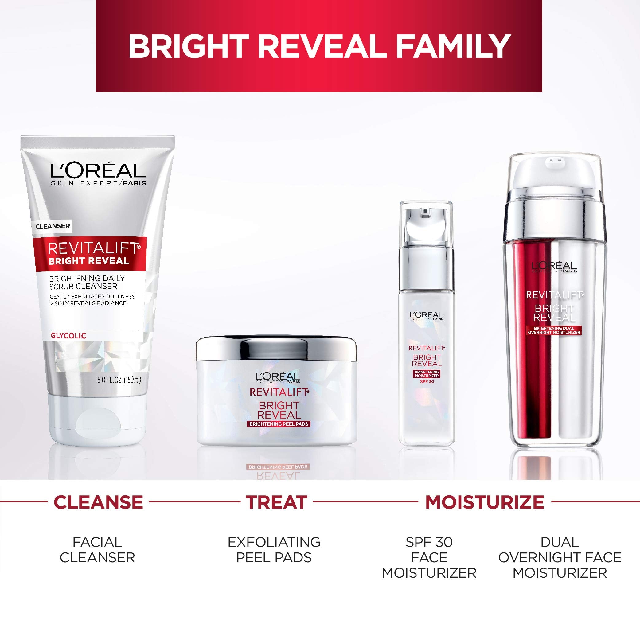 L'Oreal Paris Skincare Revitalift Bright Reveal Facial Cleanser with Glycolic Acid, Anti-Aging Daily Face Cleanser to Exfoliate