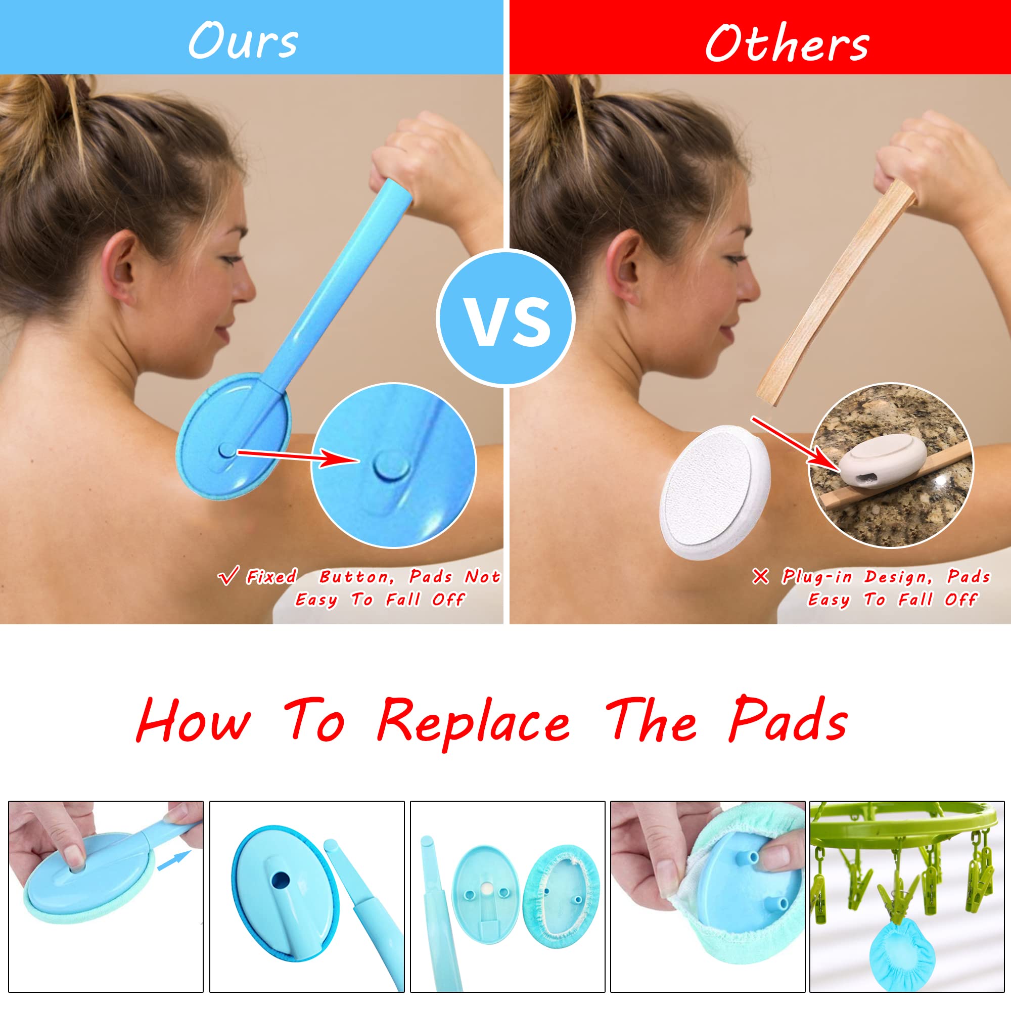2 PCS Body Lotion Applicator Back Washer for Shower, Eyxformula Long Handle Self Tanning Back Applicator Back Lotion Applicators