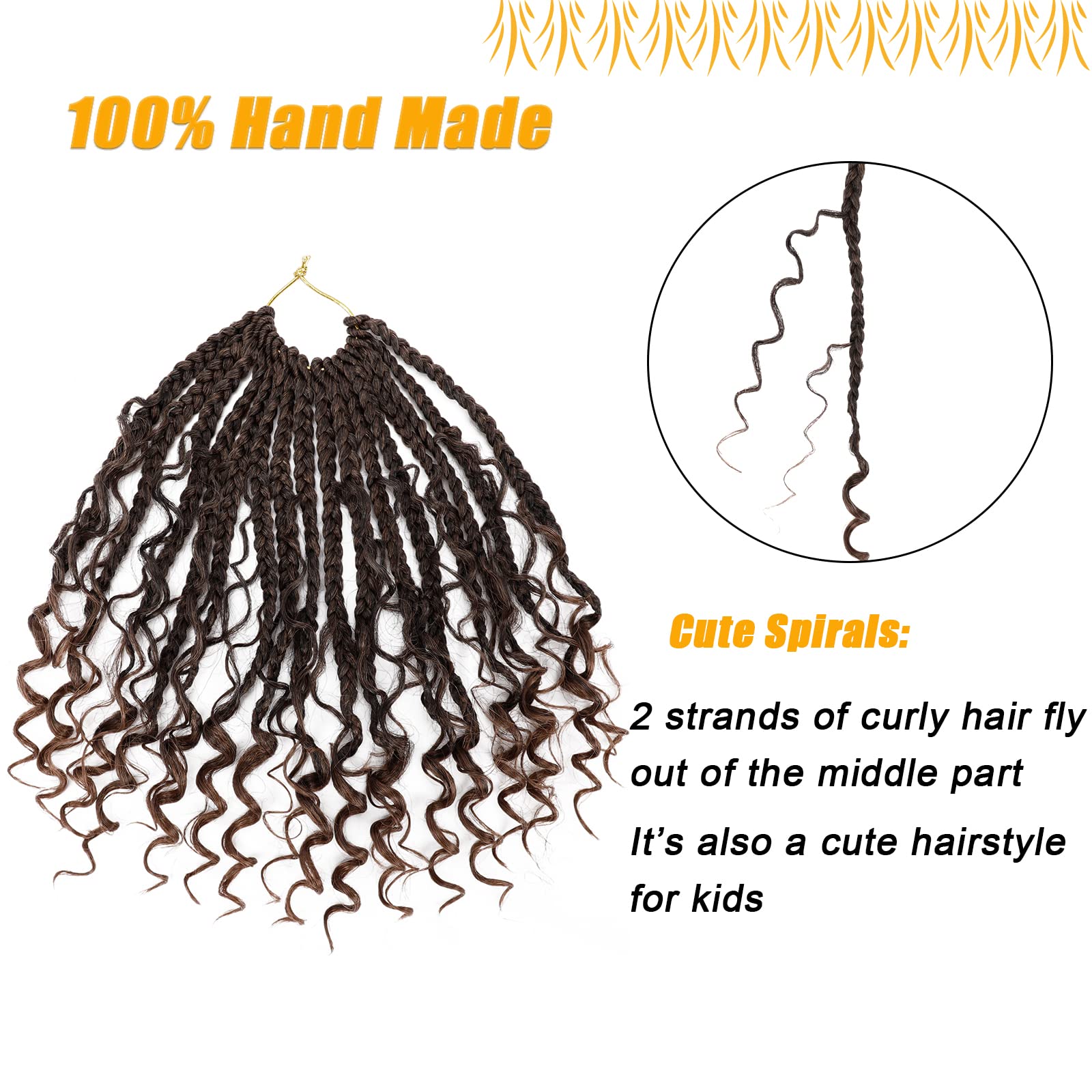 Boho Box Braids Crochet Hair For Women 10 Inch 7 Packs Goddess Box Braids With Curly Ends 3X Short Bob Crochet Braids For Kids O