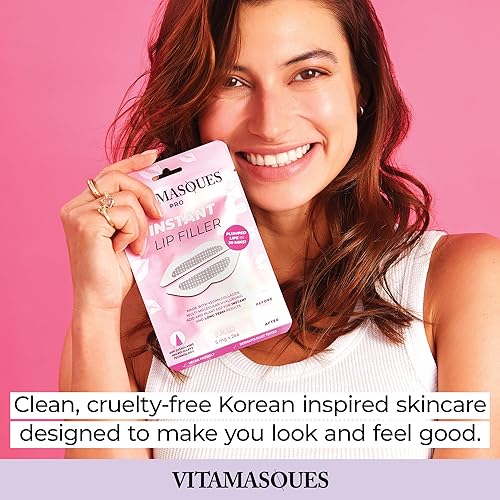 Vitamasques Instant Lip Filler - Vegan Collagen, Multi-Molecular Hyaluronic Acid, 3 Pack for Plumped Lips in 30 Mins
